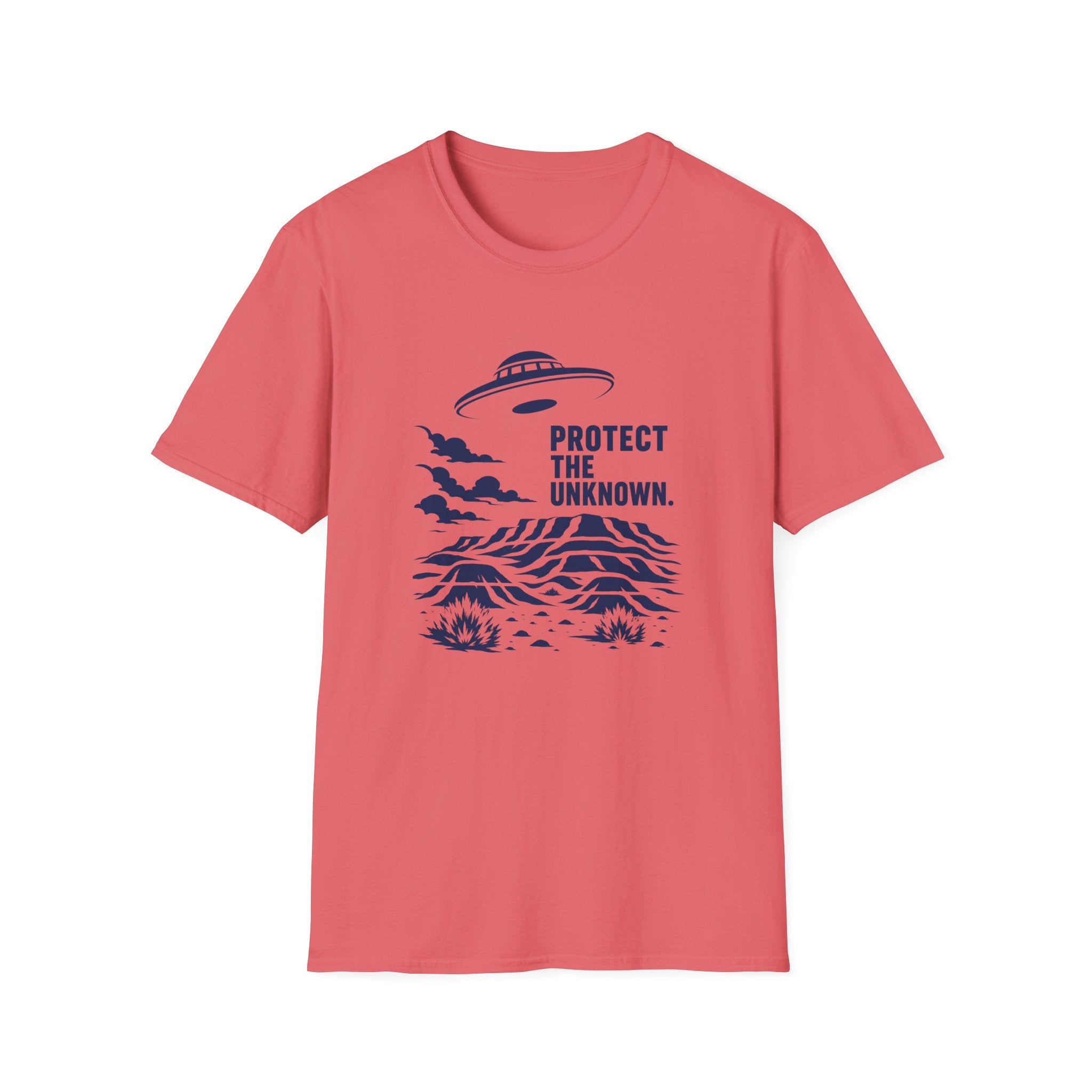 Protect The Unknown Minimalist UFO T-Shirt — Alien Desert Mystery Graphic Tee