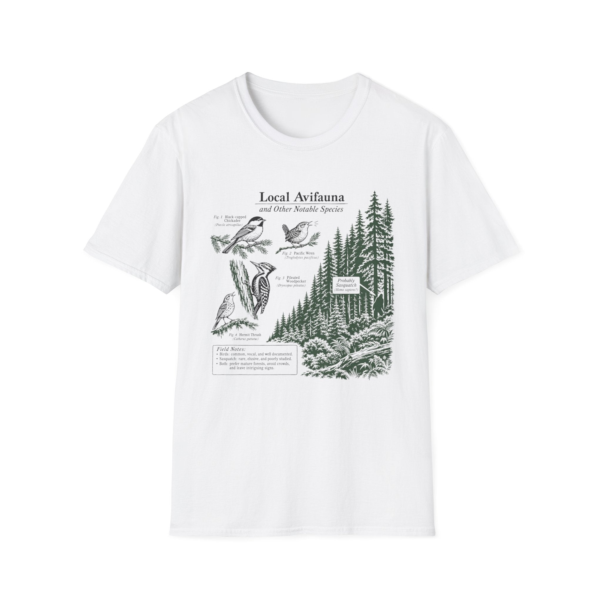 Local Avifauna T-Shirt — Vintage Bird & Forest Illustration Tee