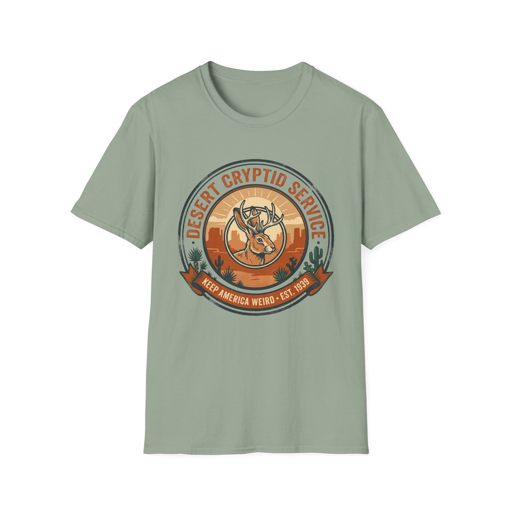 Desert Cryptid Service T-Shirt — Retro Desert Jackalope Graphic