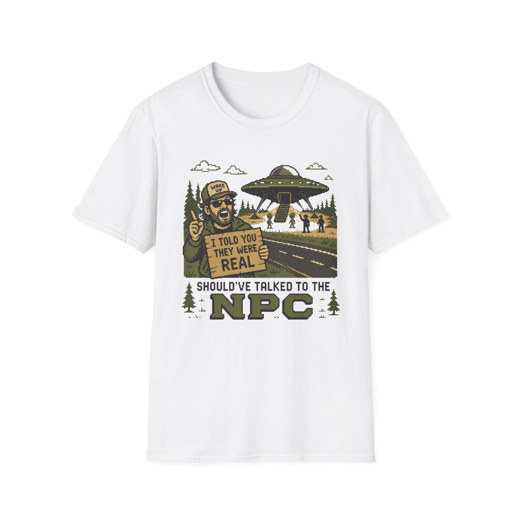 Alien Abduction T‑Shirt — “I Told You They Were Real” NPC Vintage 8-Bit Graphic Tee