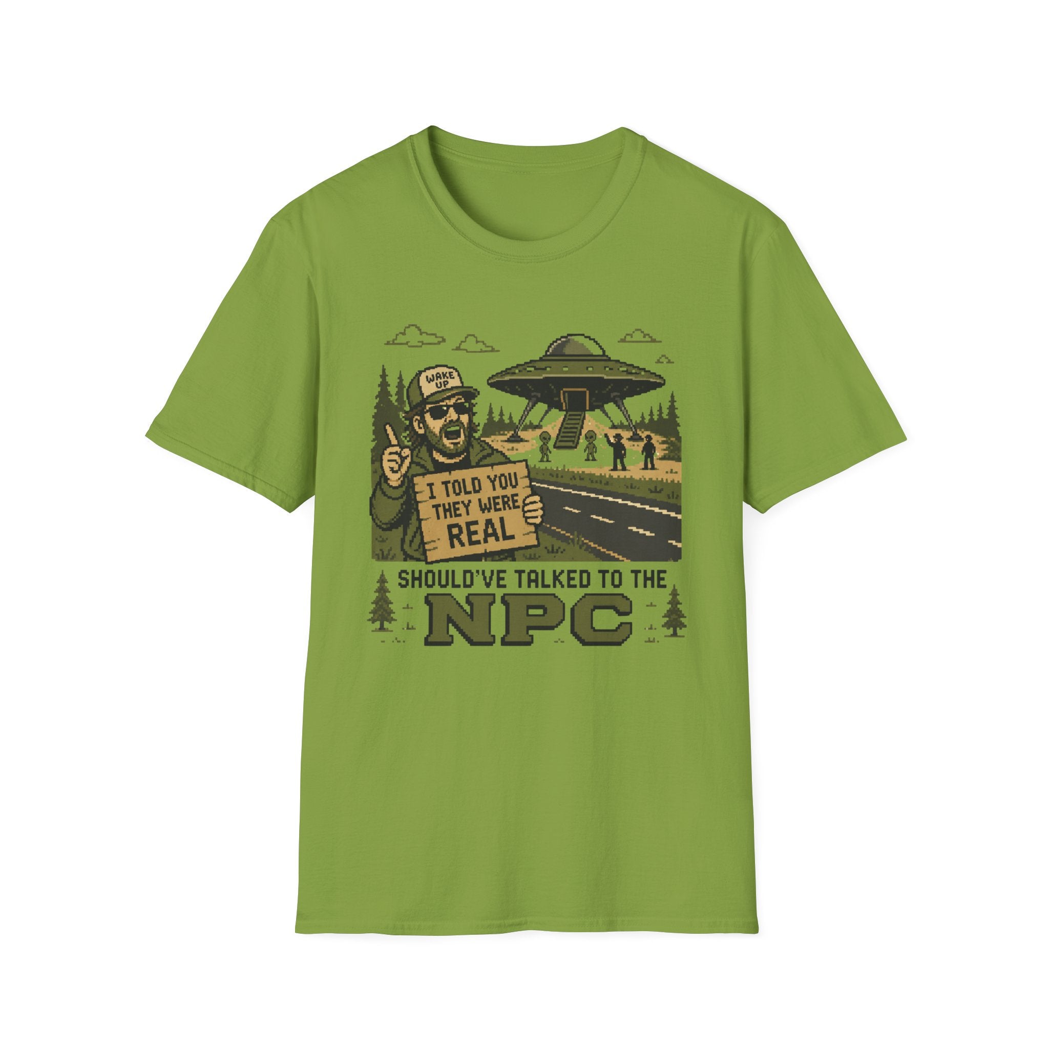 Alien Abduction T‑Shirt — “I Told You They Were Real” NPC Vintage 8-Bit Graphic Tee