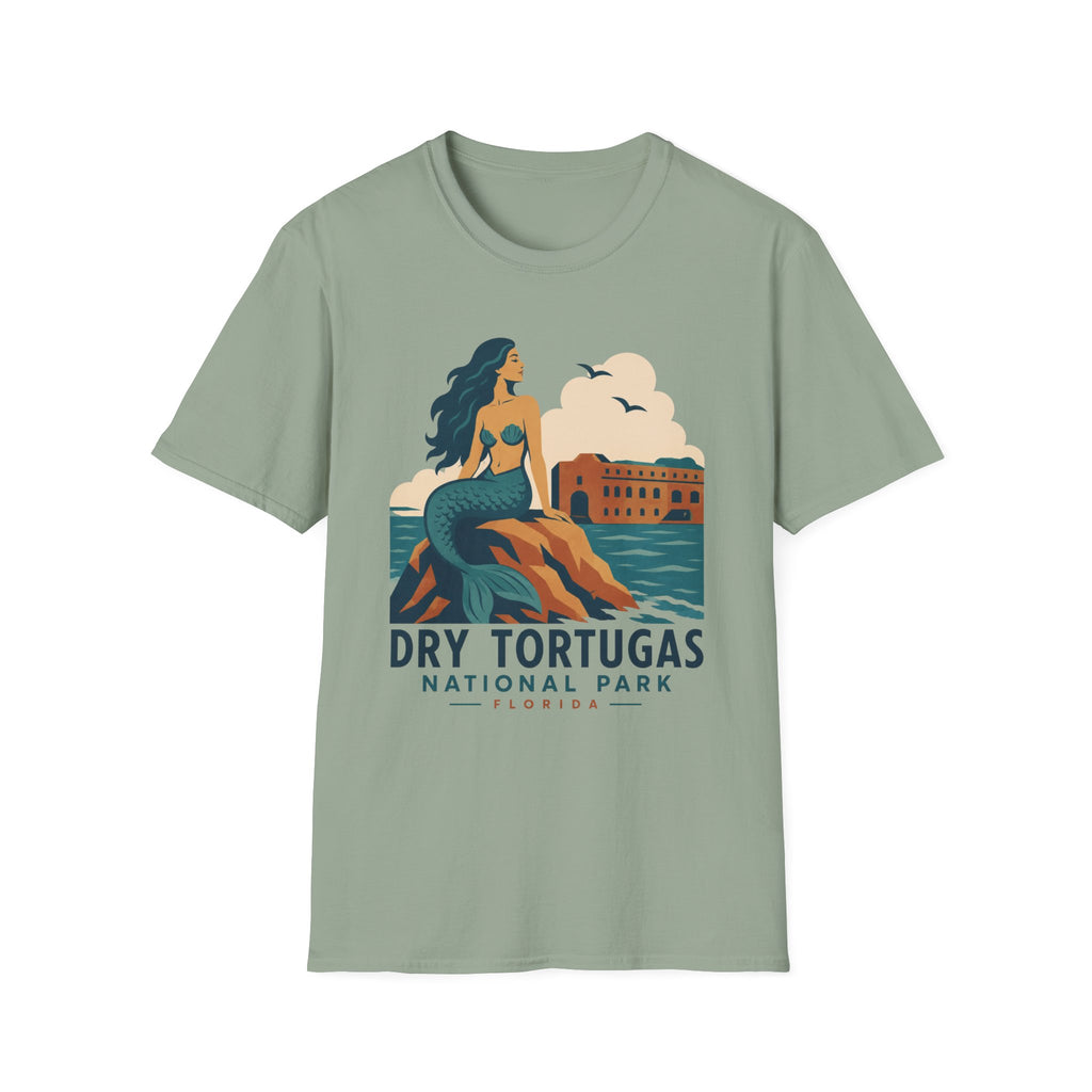 WPA Style Mermaid T-Shirt — Dry Tortugas National Park Vintage Travel Tee