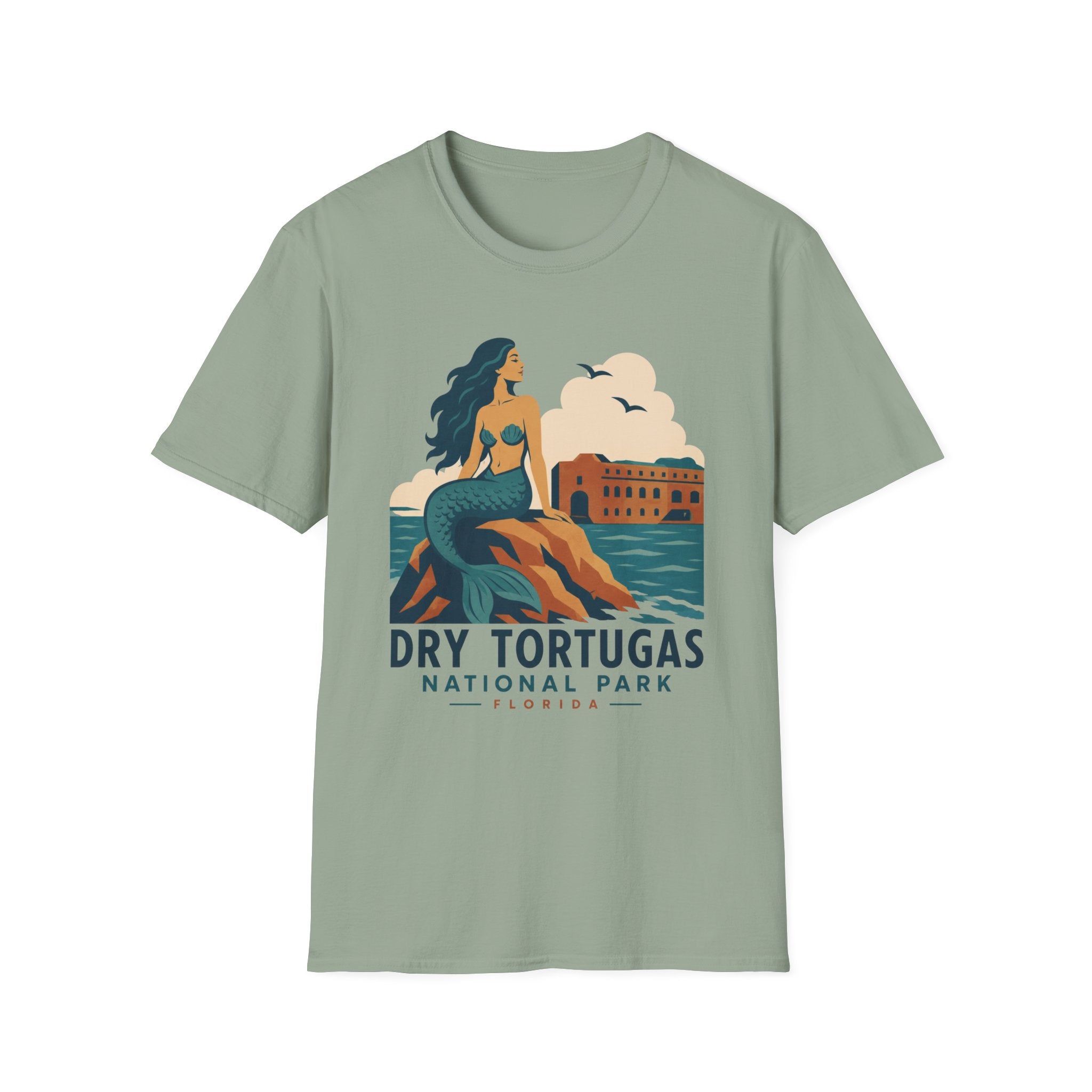 WPA Style Mermaid T-Shirt — Dry Tortugas National Park Vintage Travel Tee