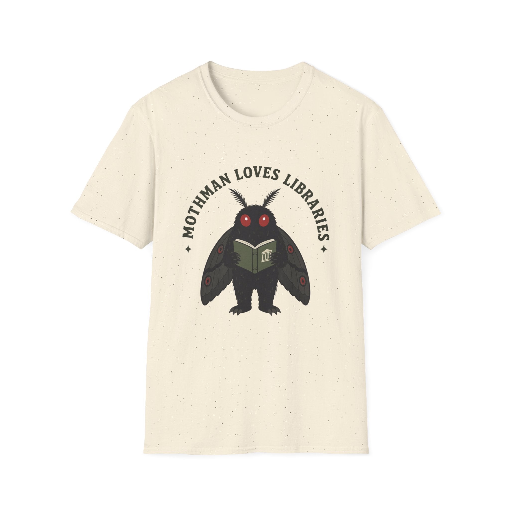 Mothman Loves Libraries T-Shirt — Cute Cottagecore Cryptid Reading Tee