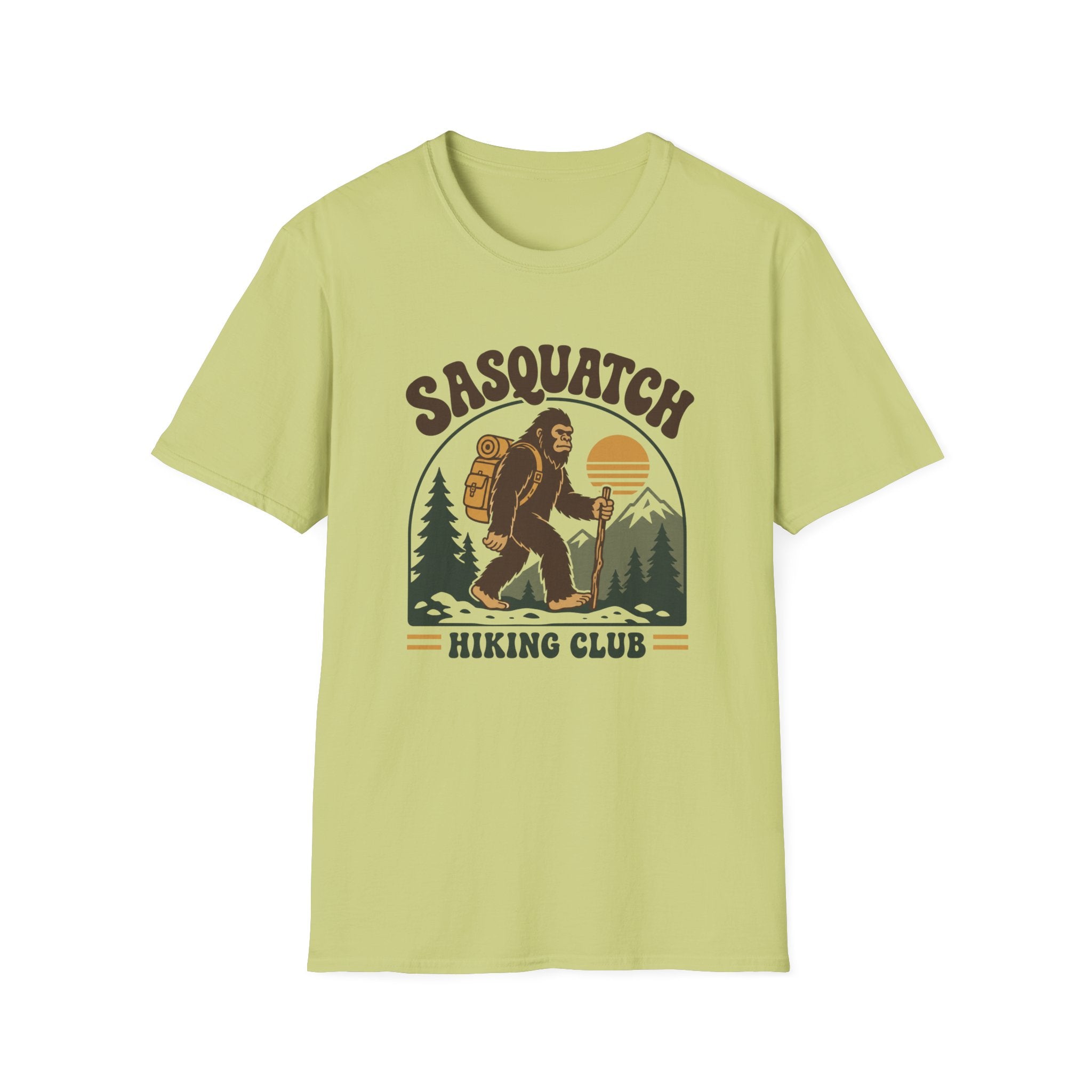 Sasquatch Hiking Club T-Shirt — Retro 70s Bigfoot Outdoor Adventure Tee