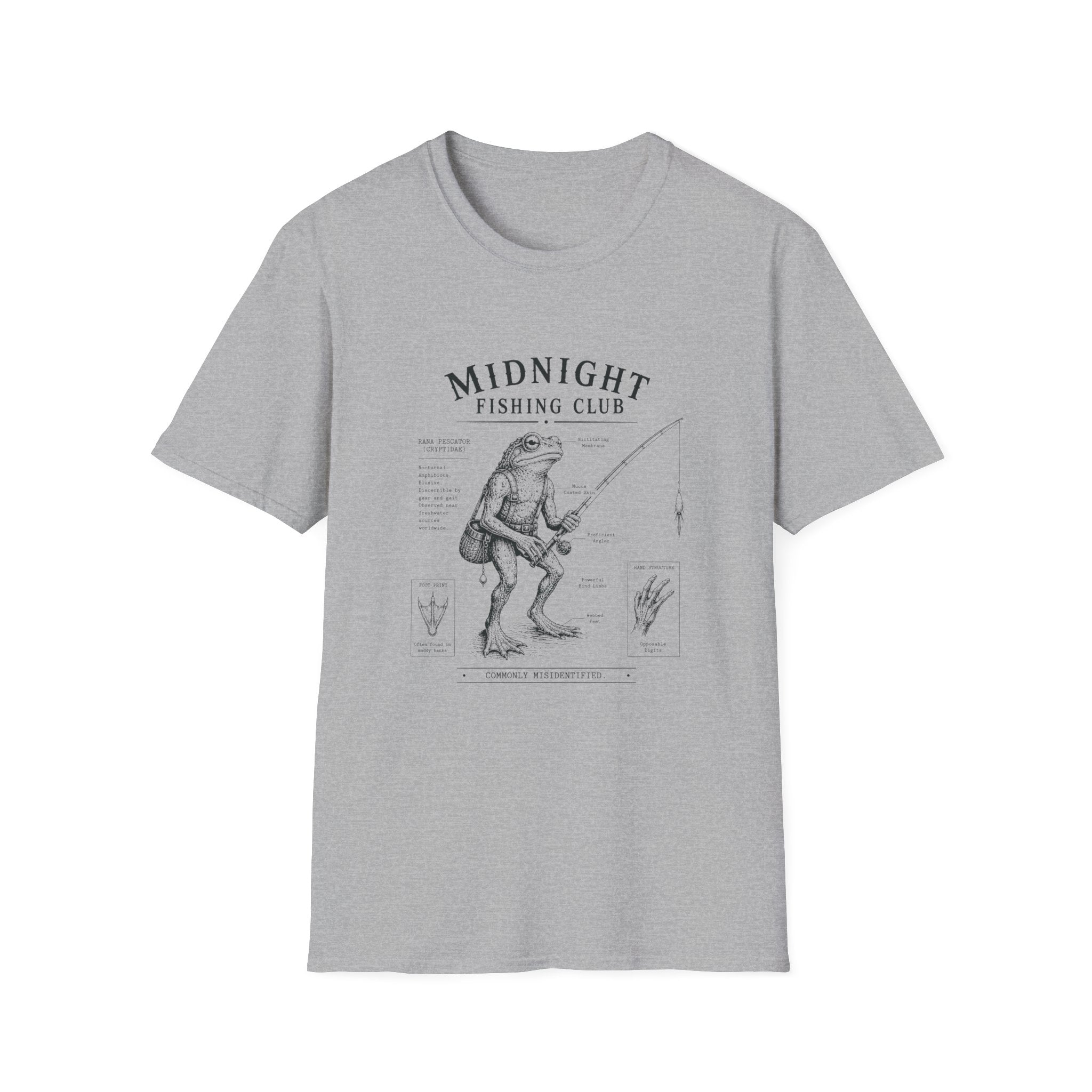 Midnight Fishing Club T-Shirt — Vintage Frog Man Angler Graphic Tee
