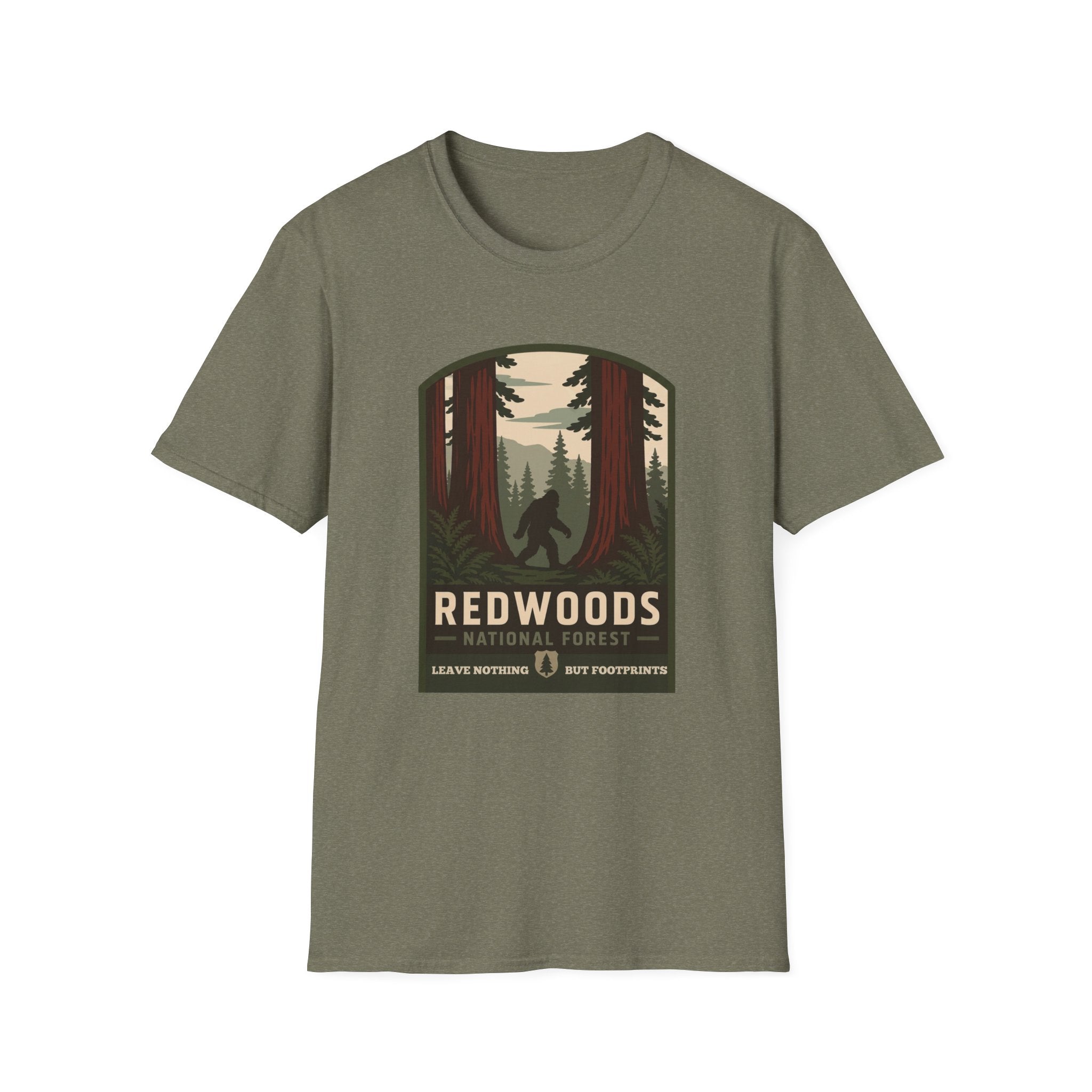 Redwoods National Park Bigfoot T‑Shirt — Vintage Forest Adventure Tee