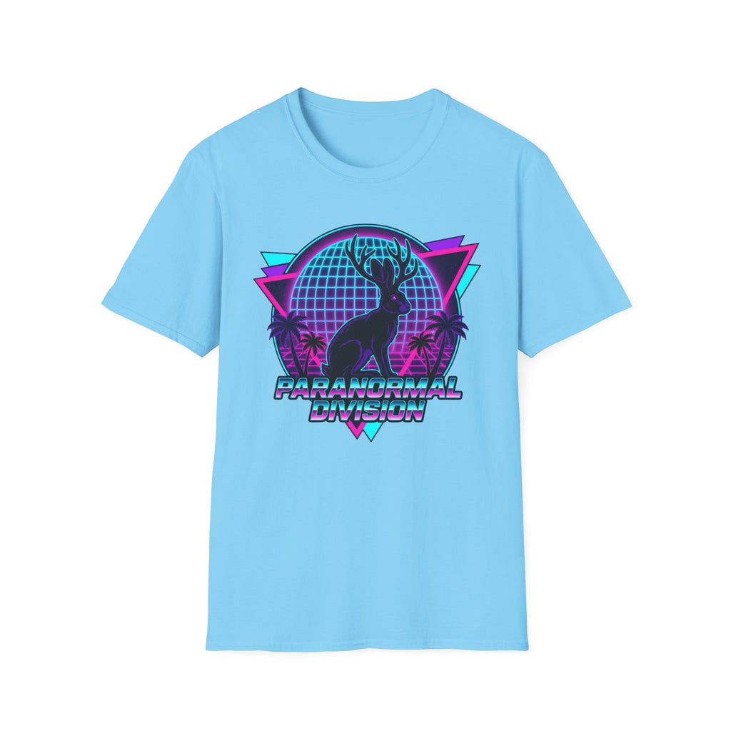 Retro Neon Jackalope T-Shirt — Paranormal Division Vaporwave Tee