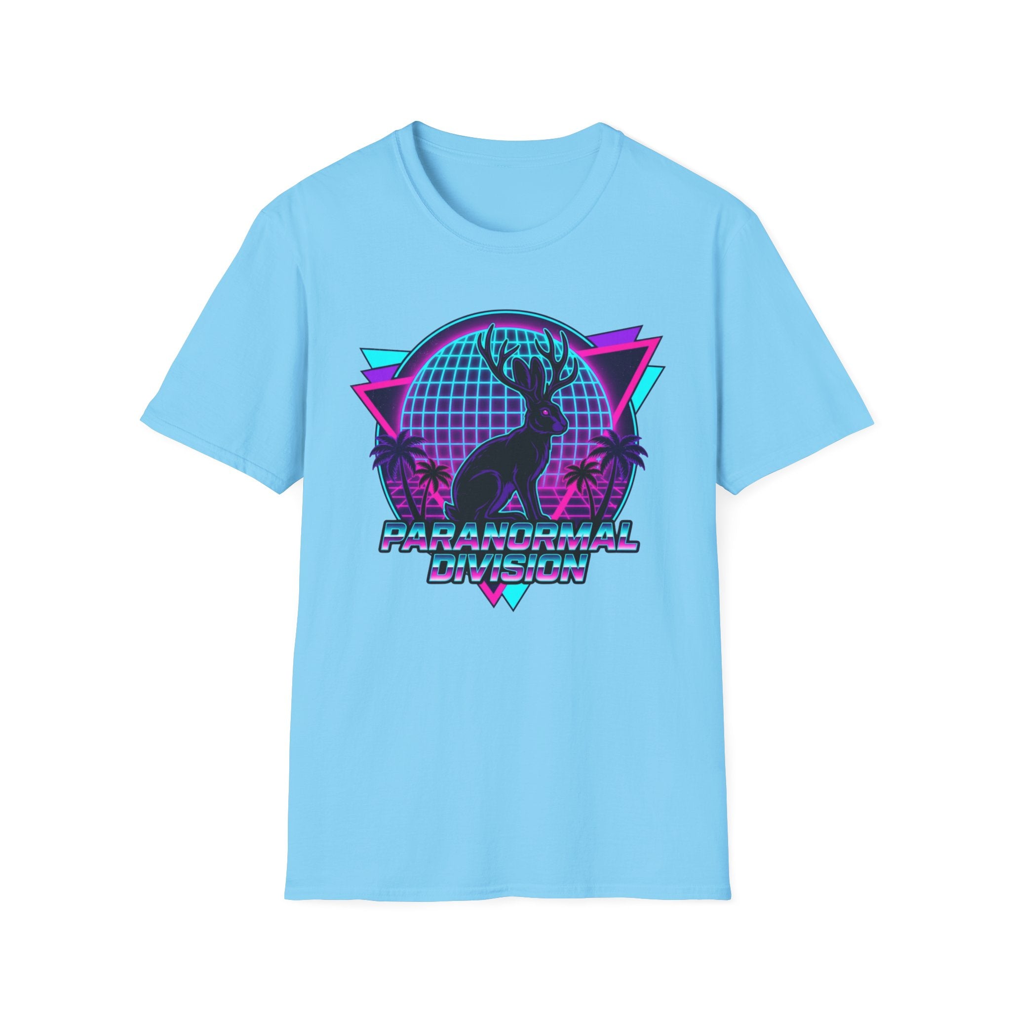 Retro Neon Jackalope T-Shirt — Paranormal Division Vaporwave Tee
