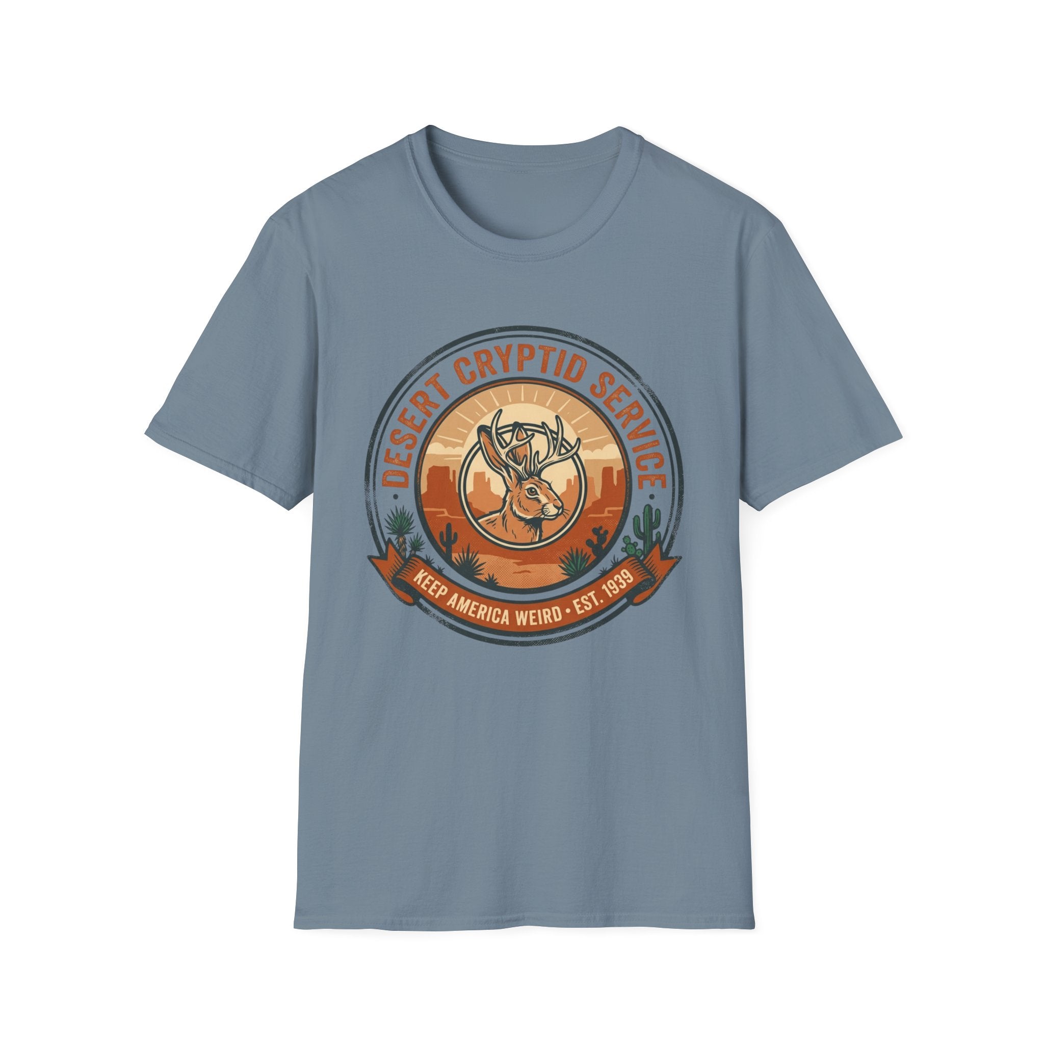 Desert Cryptid Service T-Shirt — Retro Desert Jackalope Graphic