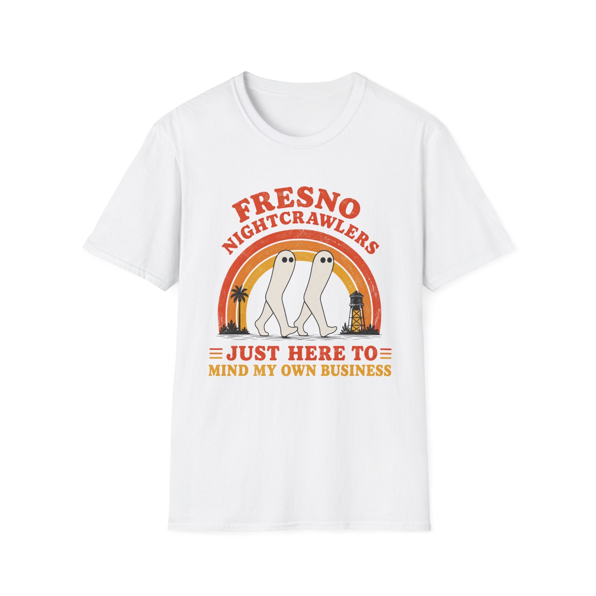 Fresno Nightcrawlers T-Shirt — Retro Cryptid Graphic Tee (“Just Here To Mind My Own Business”)