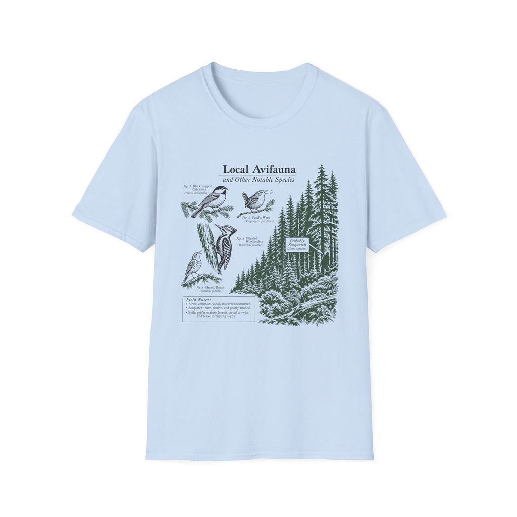Local Avifauna T-Shirt — Vintage Bird & Forest Illustration Tee