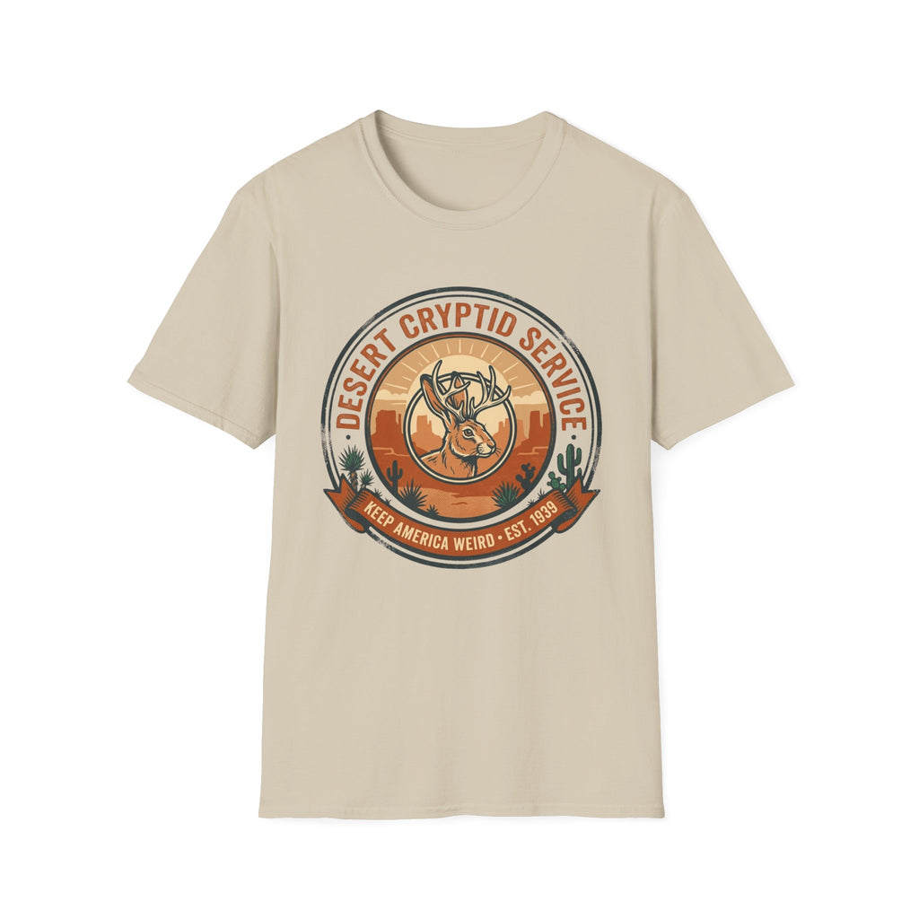 Desert Cryptid Service T-Shirt — Retro Desert Jackalope Graphic