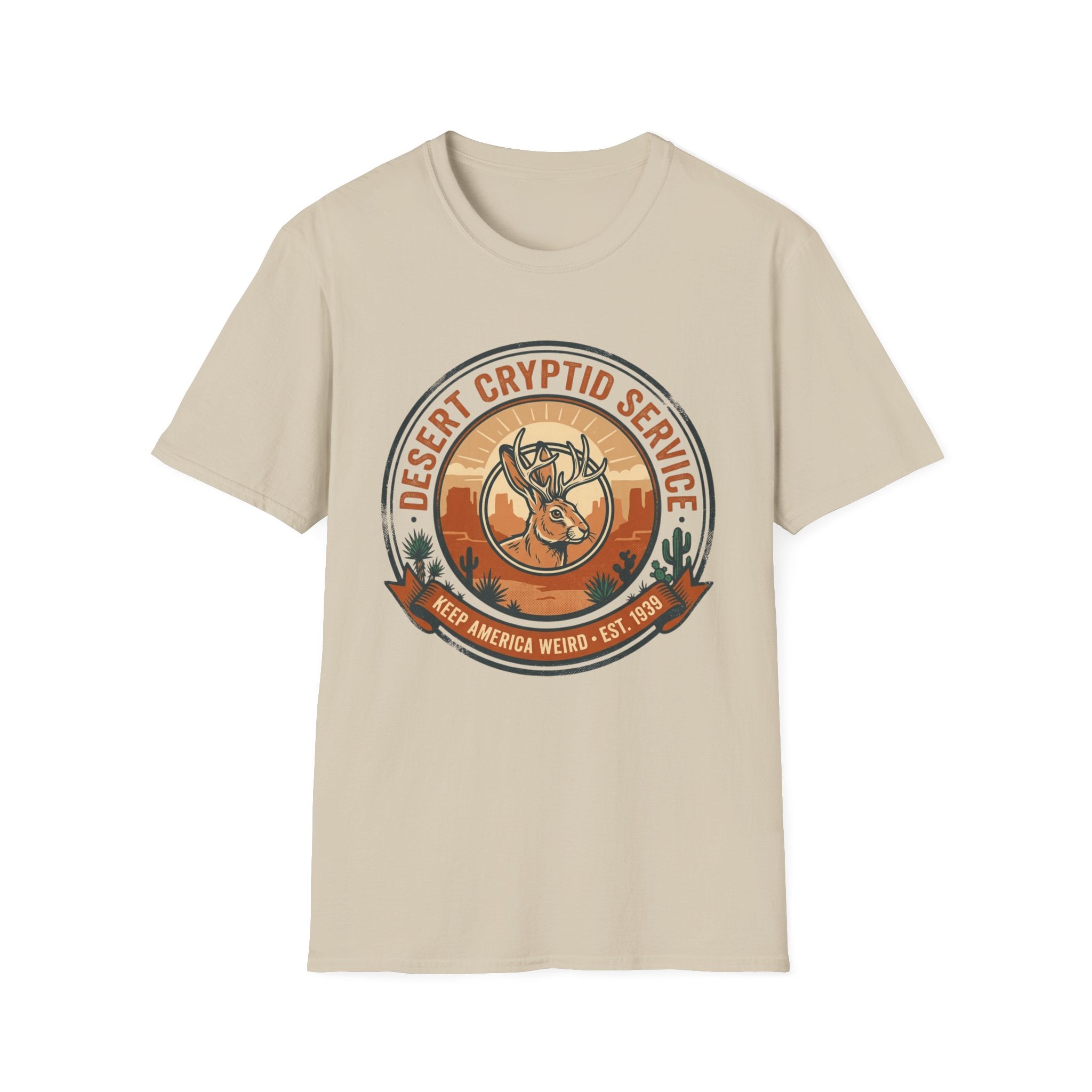Desert Cryptid Service T-Shirt — Retro Desert Jackalope Graphic