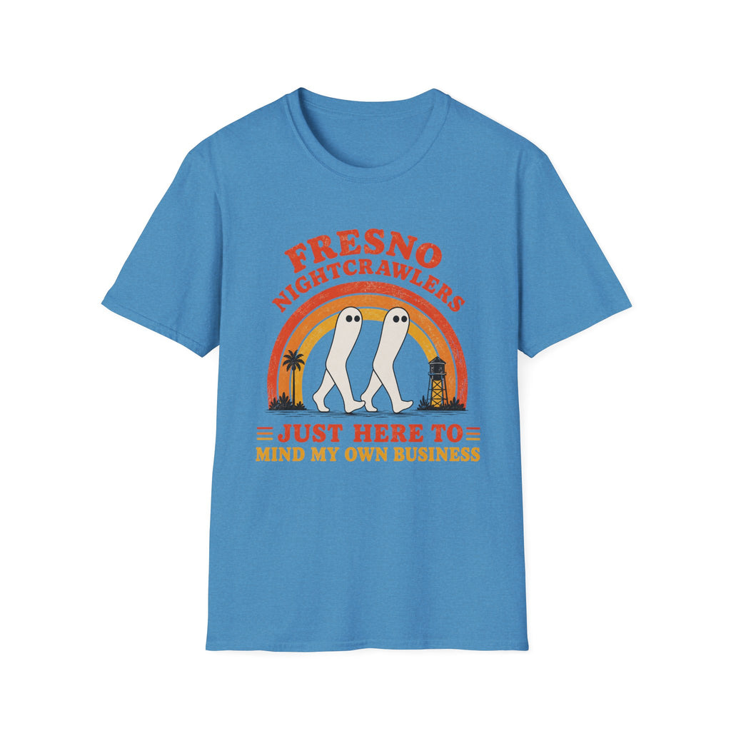 Fresno Nightcrawlers T-Shirt — Retro Cryptid Graphic Tee (“Just Here To Mind My Own Business”)