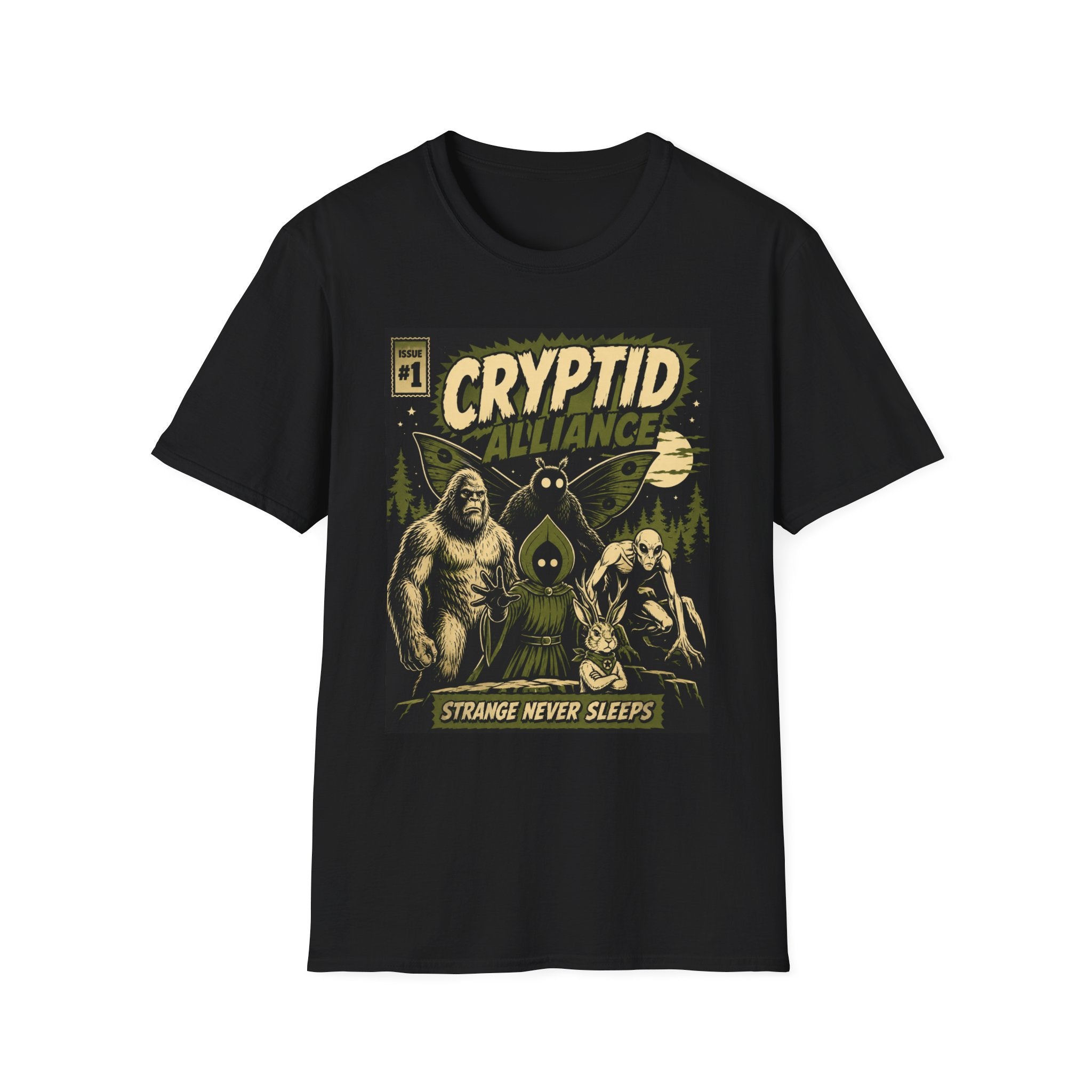 Cryptid Alliance T‑Shirt — Vintage Monster Comic Tee Bigfoot Mothman