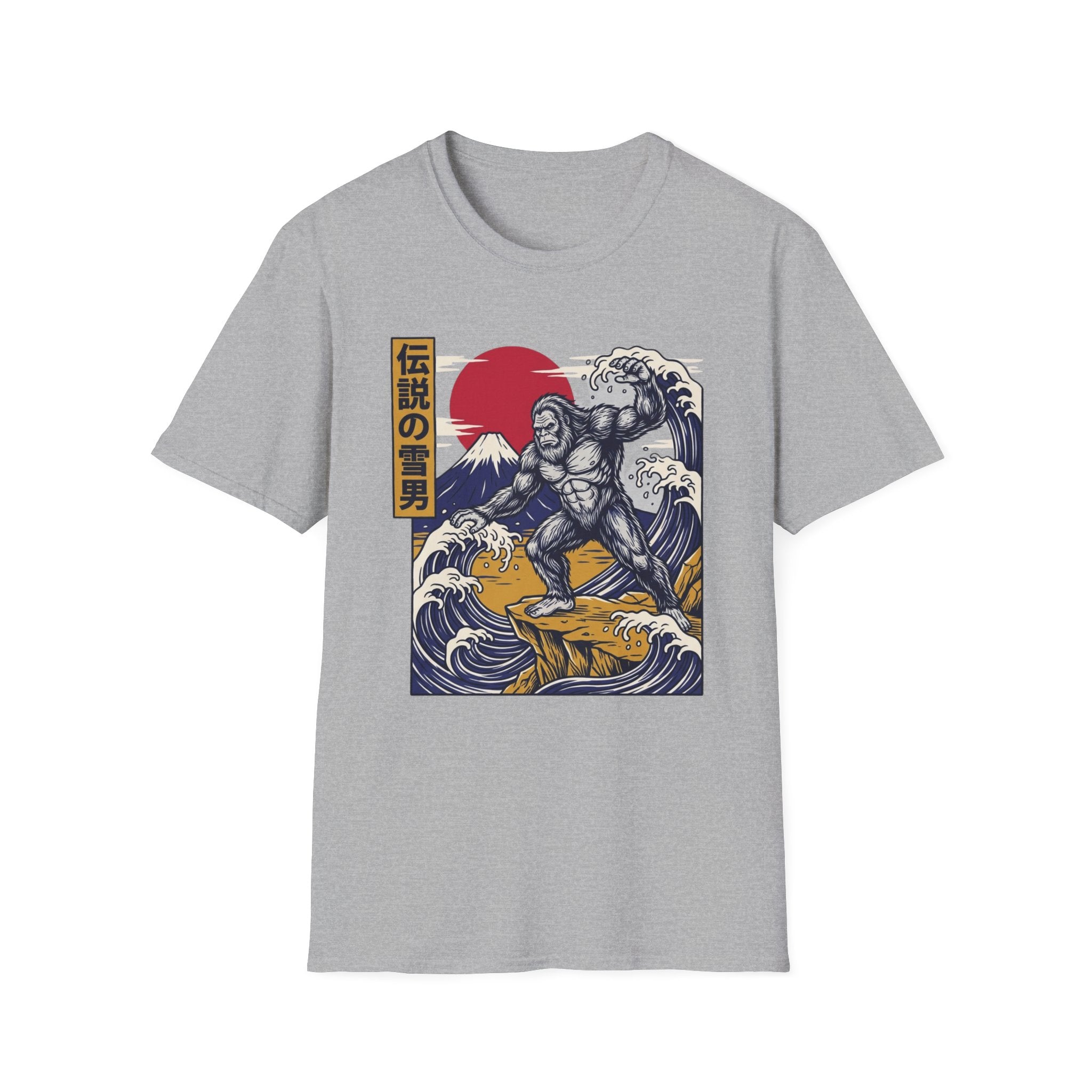 Yeti Wave T-Shirt — Japanese Ukiyo-e Snowman Graphic Tee (伝説の雪男)