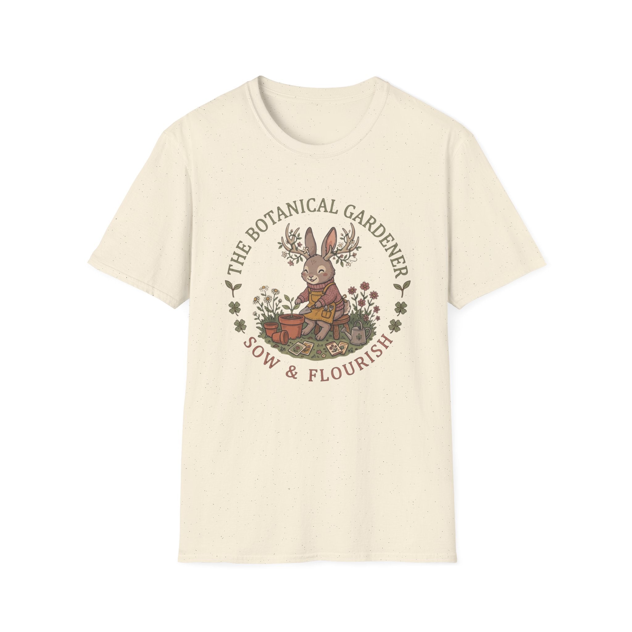 Botanical Gardener Jackalope T-Shirt — Cozy Cottagecore Floral Graphic Tee
