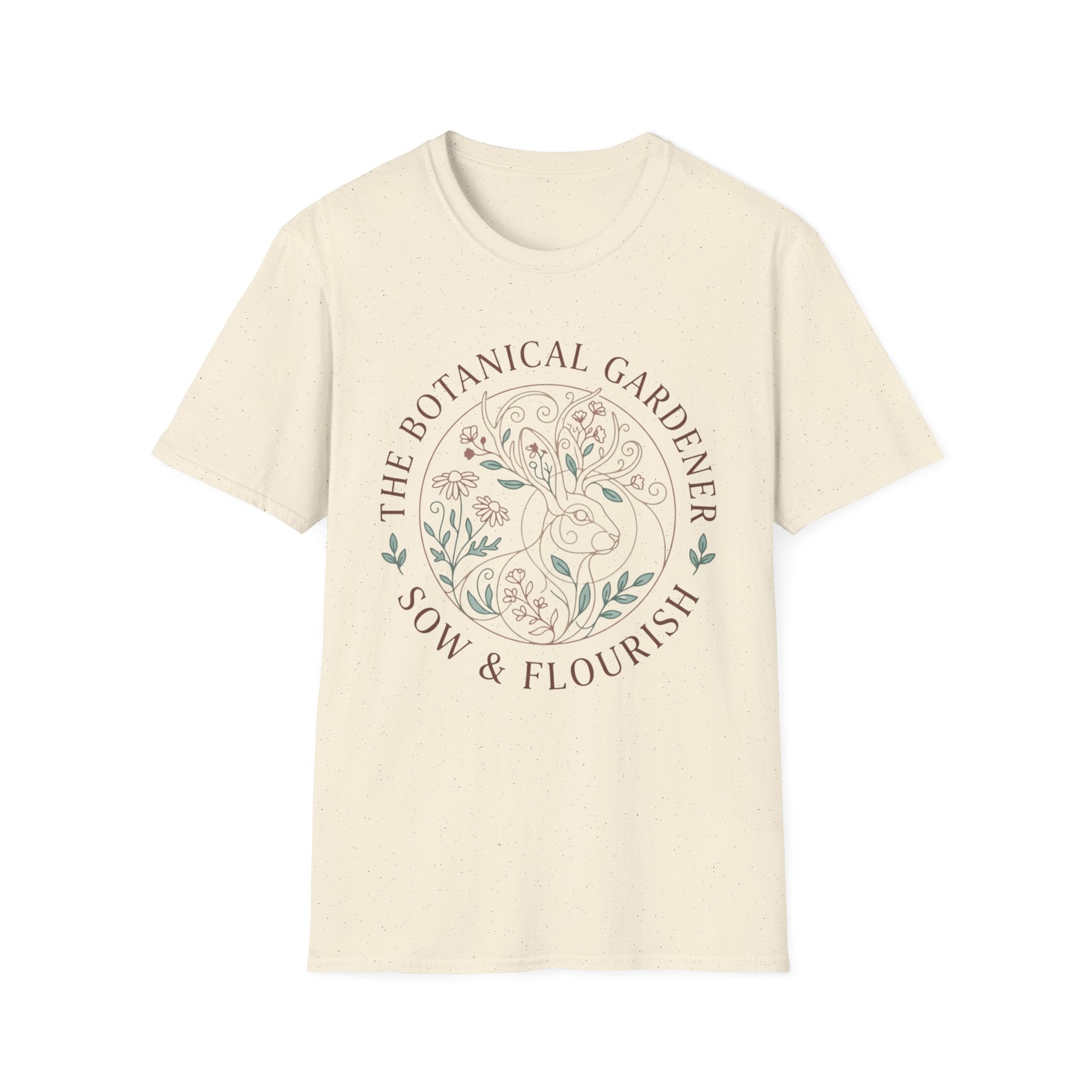 Cottagecore Jackalope T-Shirt — 'The Botanical Gardener: Sow & Flourish' Floral Tee