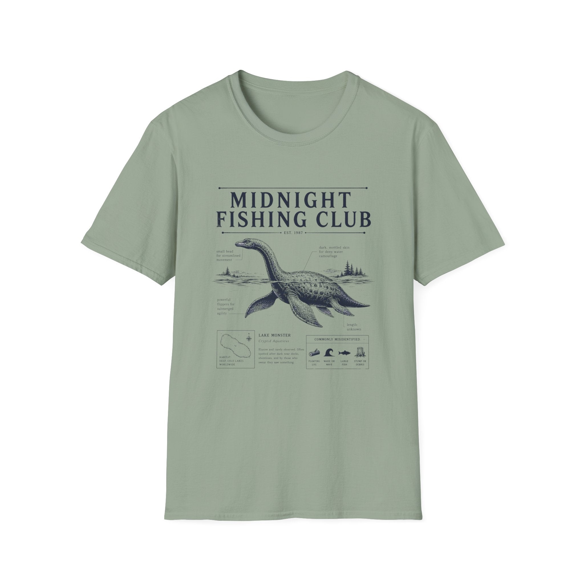 Midnight Fishing Club T-Shirt — Vintage Loch Ness Nautical Angler Tee