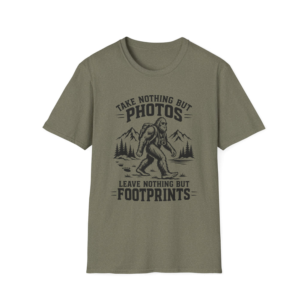 “Take Nothing But Photos, Leave Nothing But Footprints” Bigfoot Adventure Tee