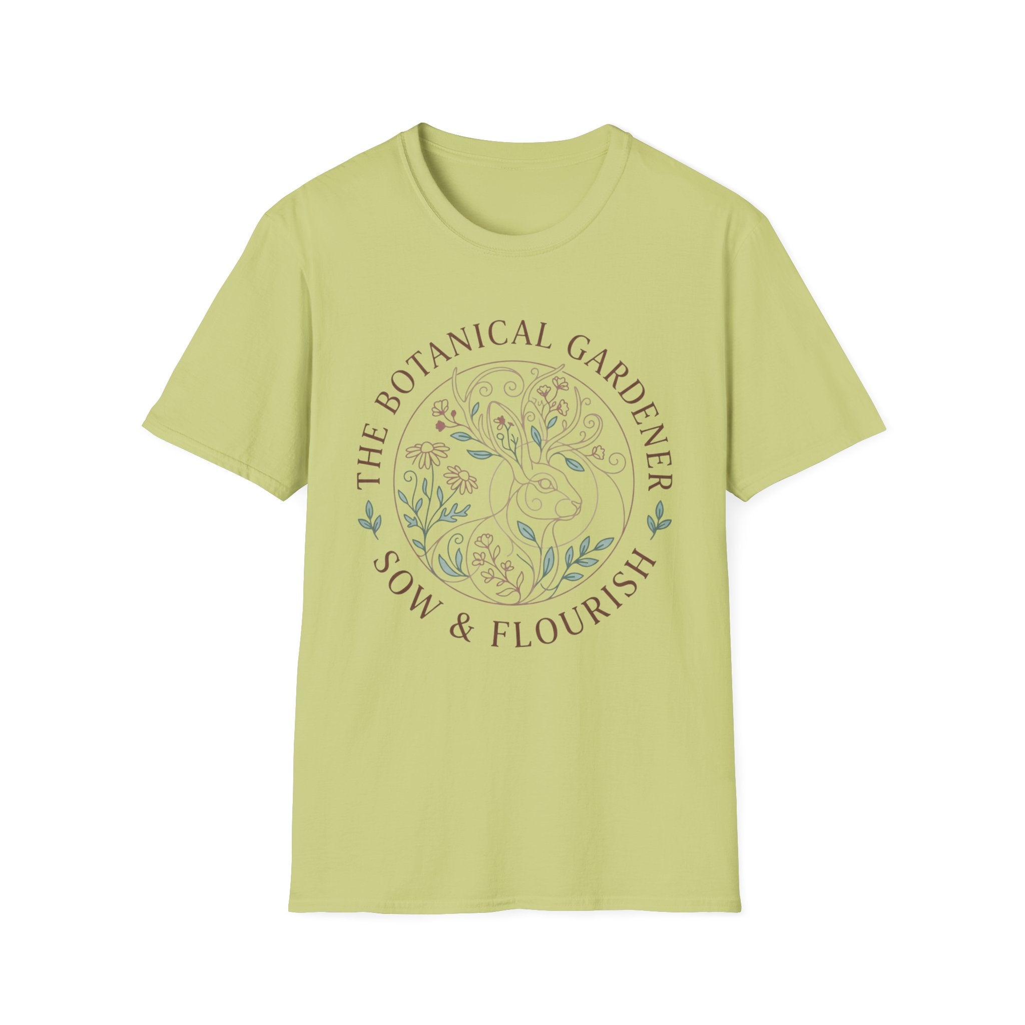 Cottagecore Jackalope T-Shirt — 'The Botanical Gardener: Sow & Flourish' Floral Tee