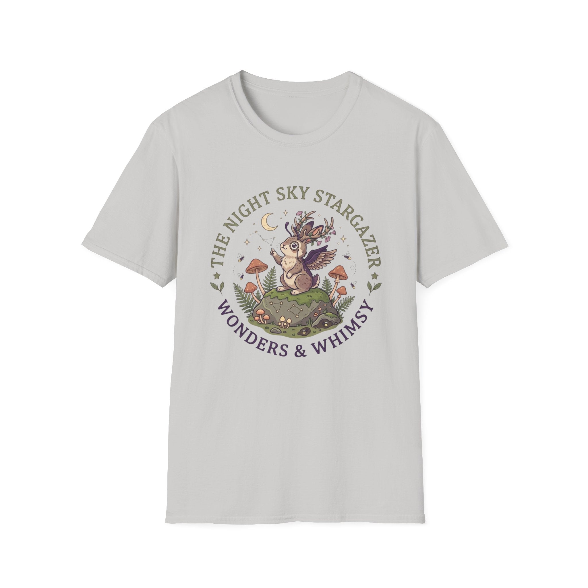 Cottagecore Woodland Jackalope T‑Shirt — “The Night Sky Stargazer” Cute Nature Tee