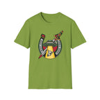 Bad Luck Good Vibes UFO T-Shirt — Sword & Horseshoe Retro American Traditional Tattoo Tee