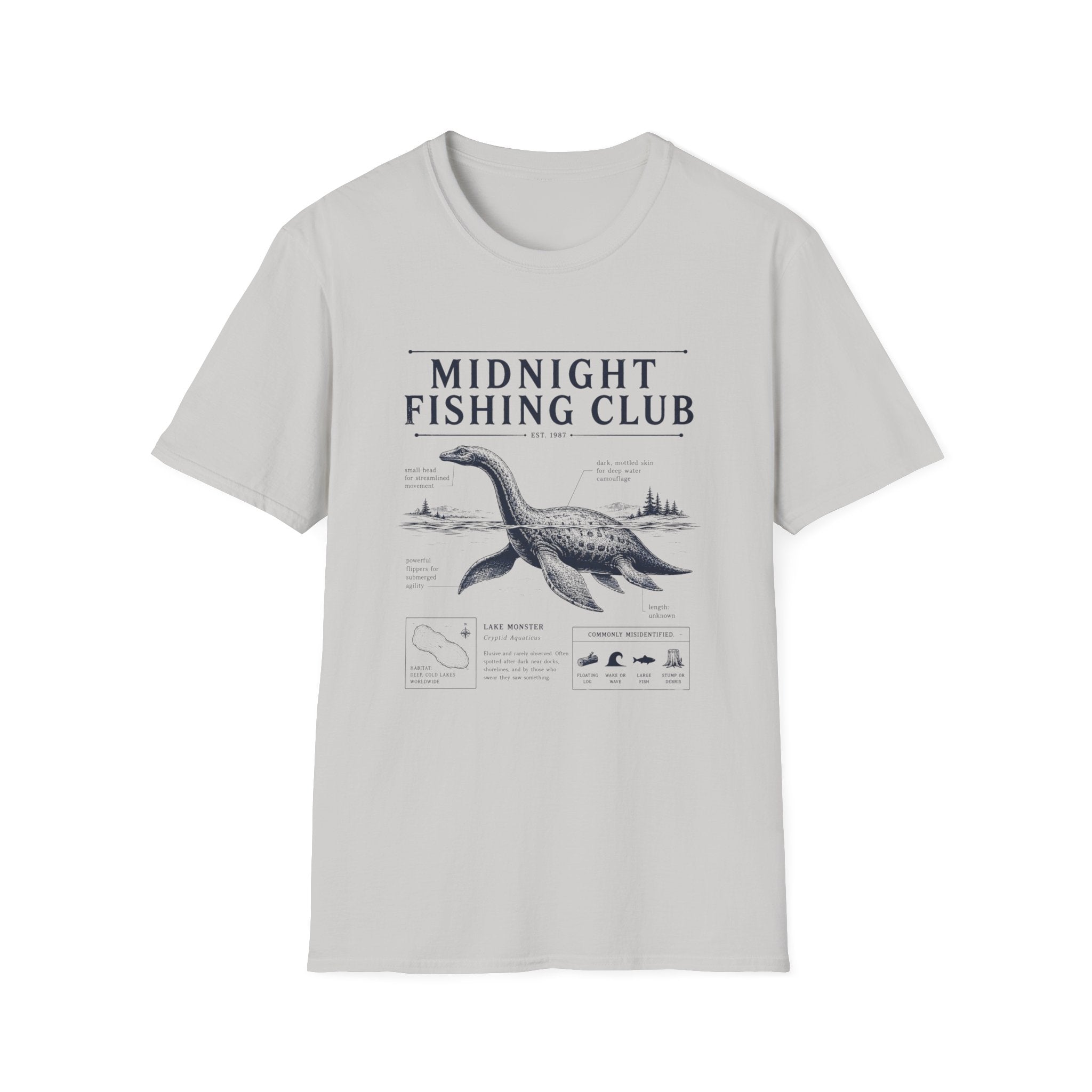 Midnight Fishing Club T-Shirt — Vintage Loch Ness Nautical Angler Tee
