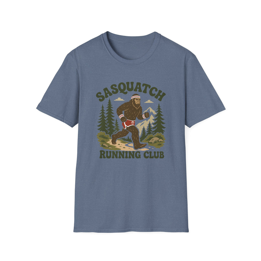 Sasquatch Running Club T-Shirt — Retro 70s Bigfoot Forest Graphic Tee