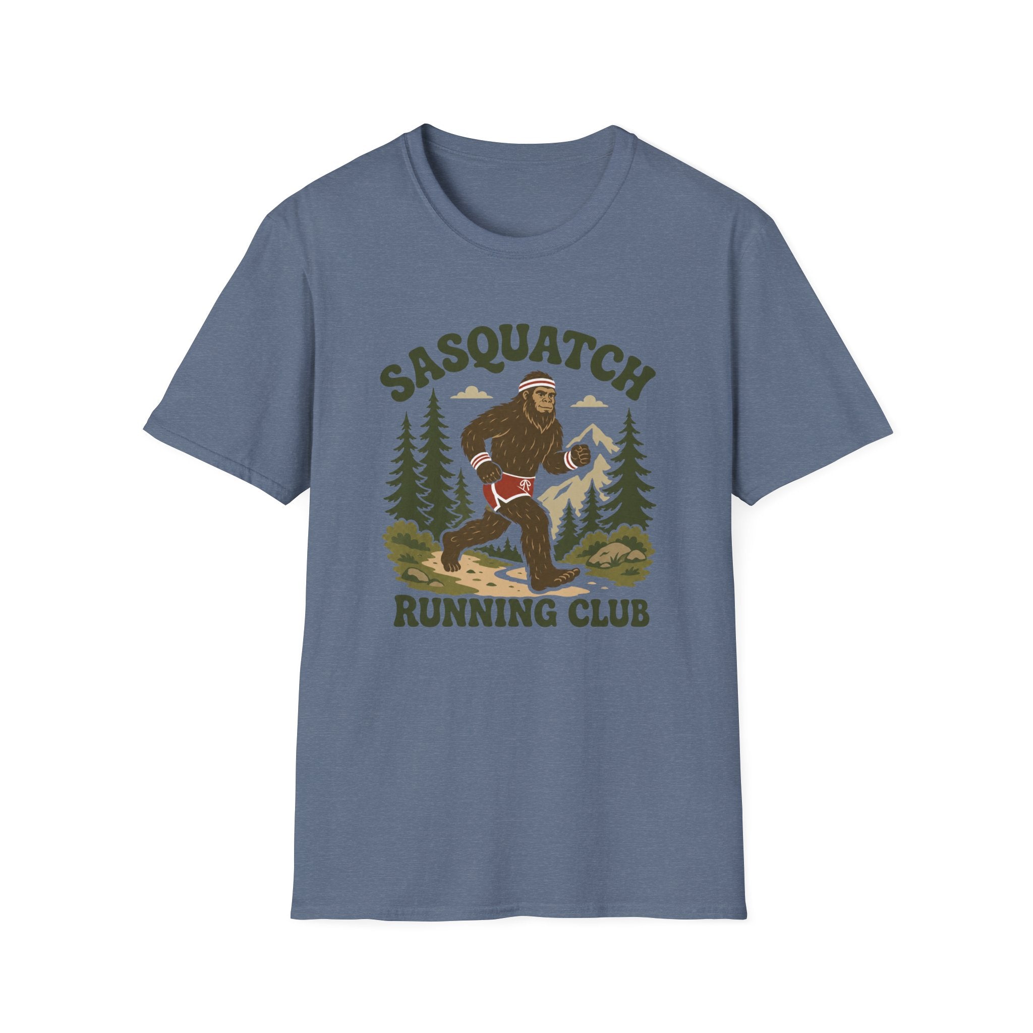 Sasquatch Running Club T-Shirt — Retro 70s Bigfoot Forest Graphic Tee