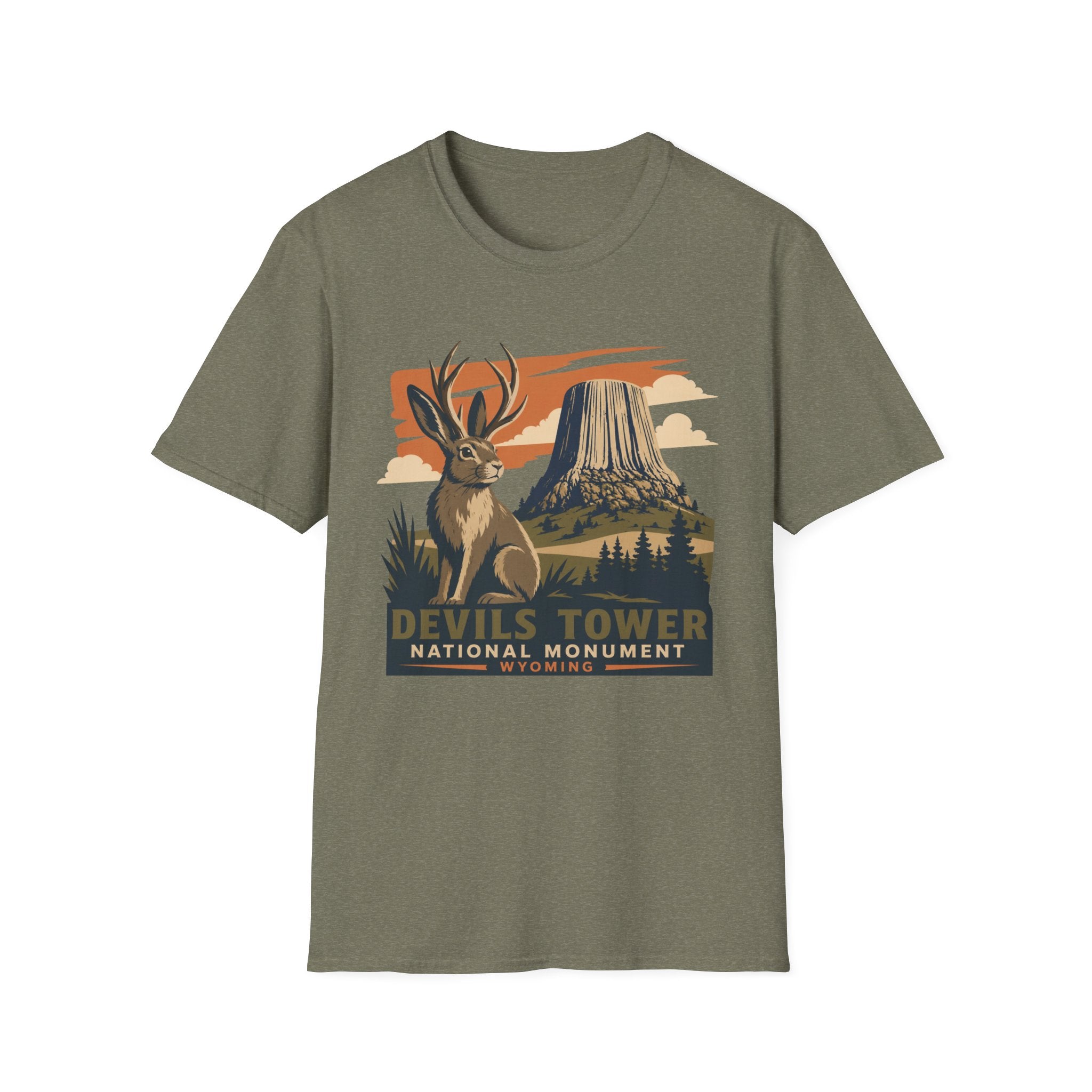 Devils Tower Jackalope T-Shirt — Retro National Monument Tee