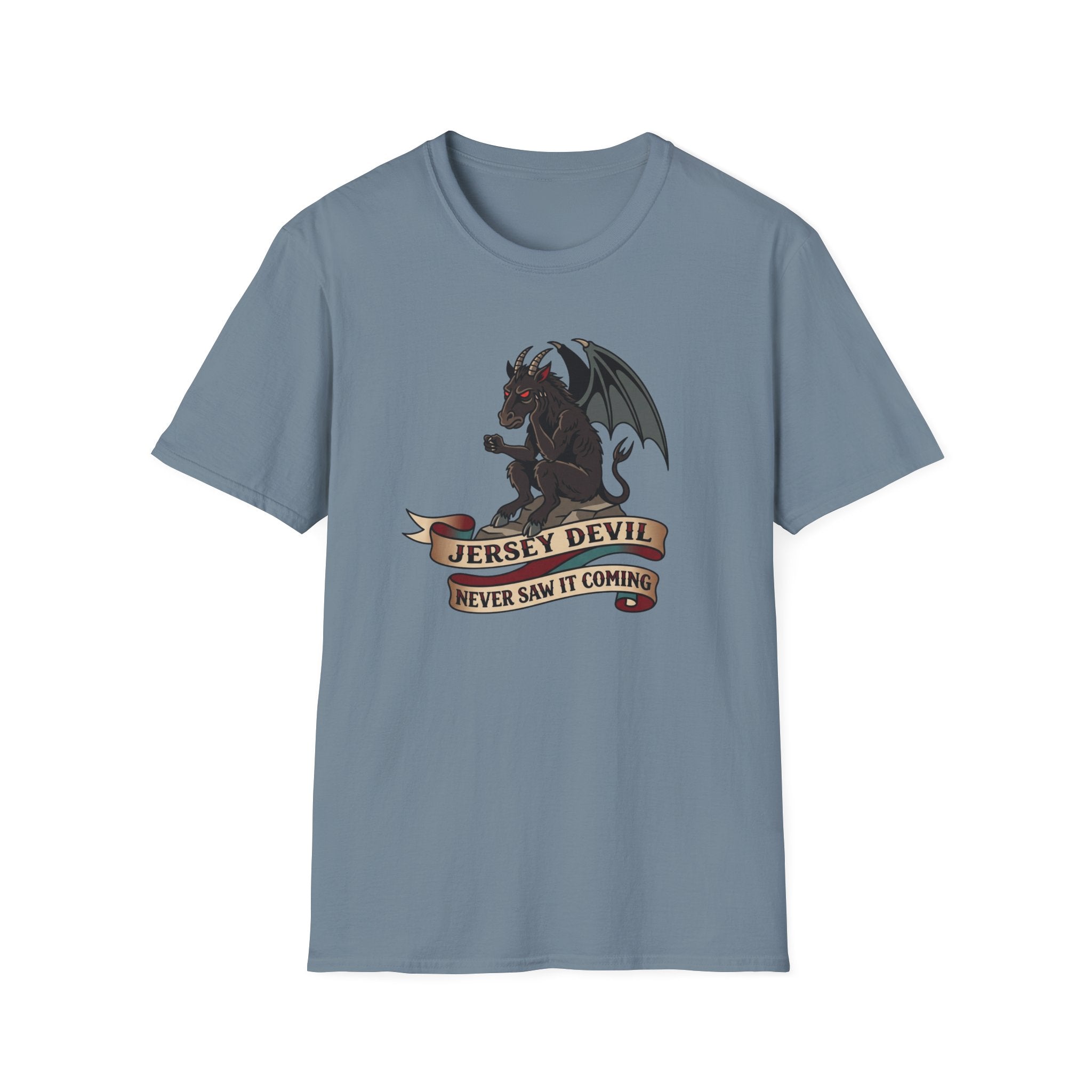Jersey Devil Graphic T-Shirt — 'Never Saw It Coming' Mythical Creature Tee