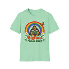 Bigfoot Book Club T-Shirt — Rainbow Reading Sasquatch Tee