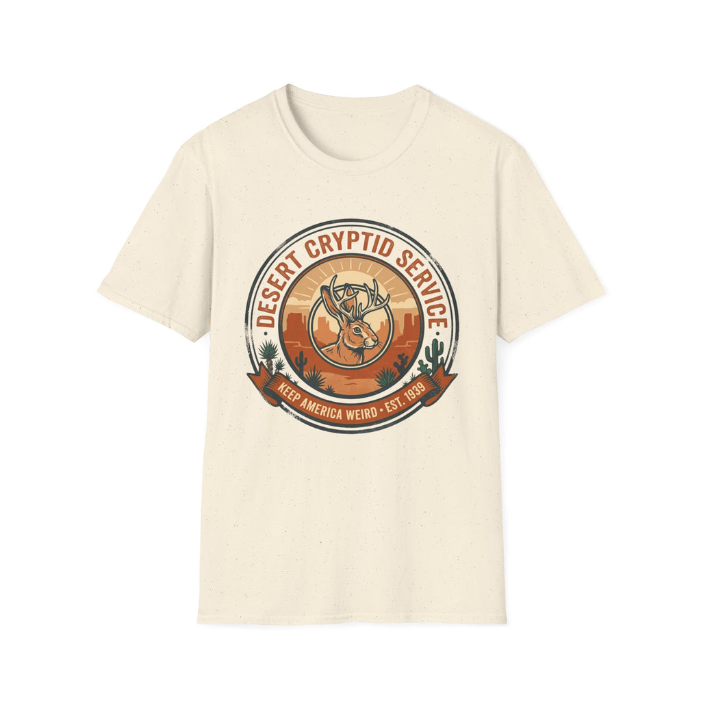 Desert Cryptid Service T-Shirt — Retro Desert Jackalope Graphic