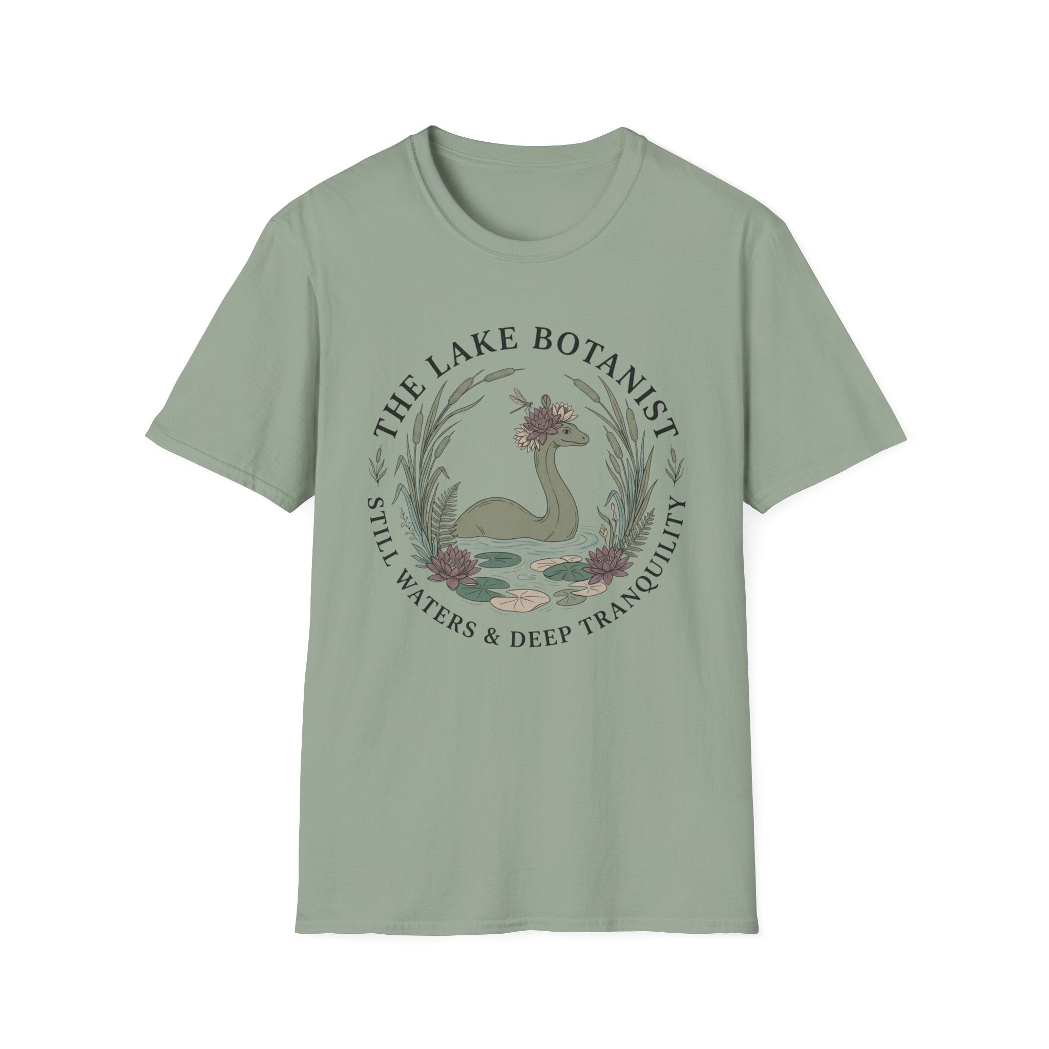 Cozy Cottagecore Nessie T-Shirt — 'The Lake Botanist' Nature Graphic Tee