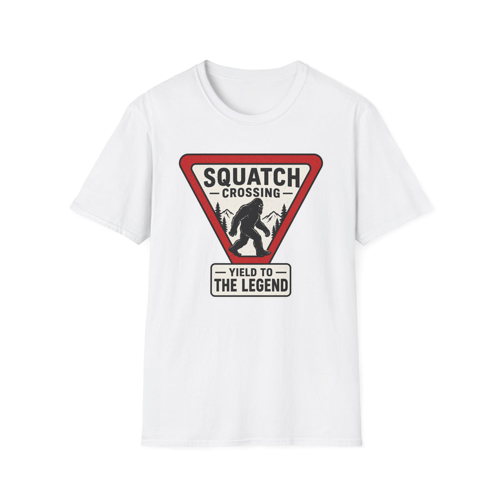 Squatch Crossing T‑Shirt — Sasquatch / Bigfoot Novelty Tee