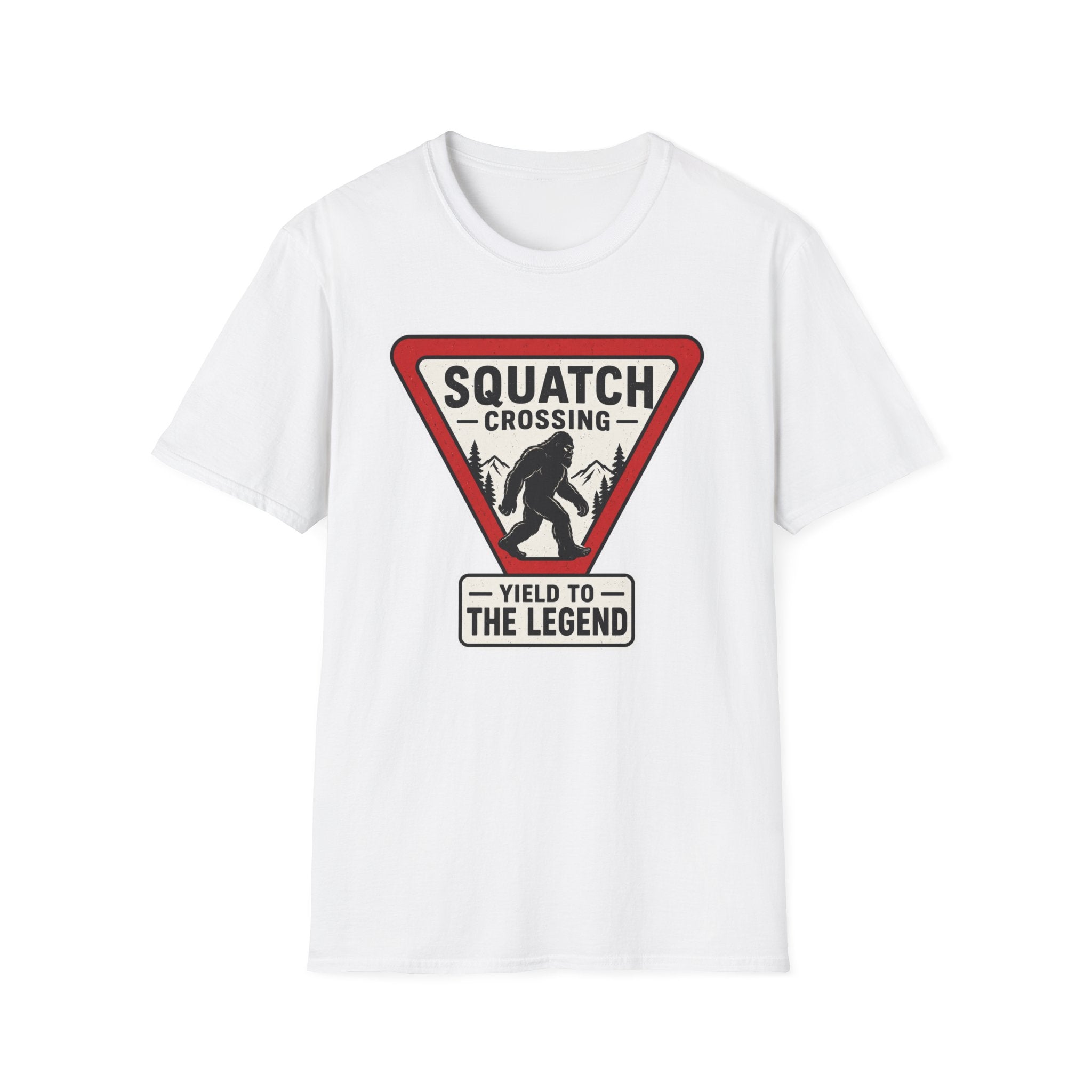 Squatch Crossing T‑Shirt — Sasquatch / Bigfoot Novelty Tee