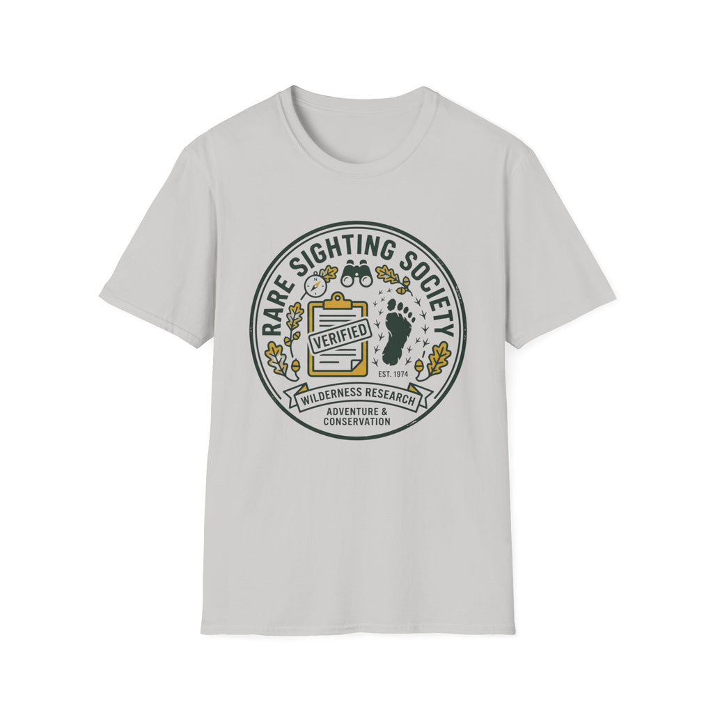 Rare Sighting Society T-Shirt — "Verified" Bigfoot Conservation Badge