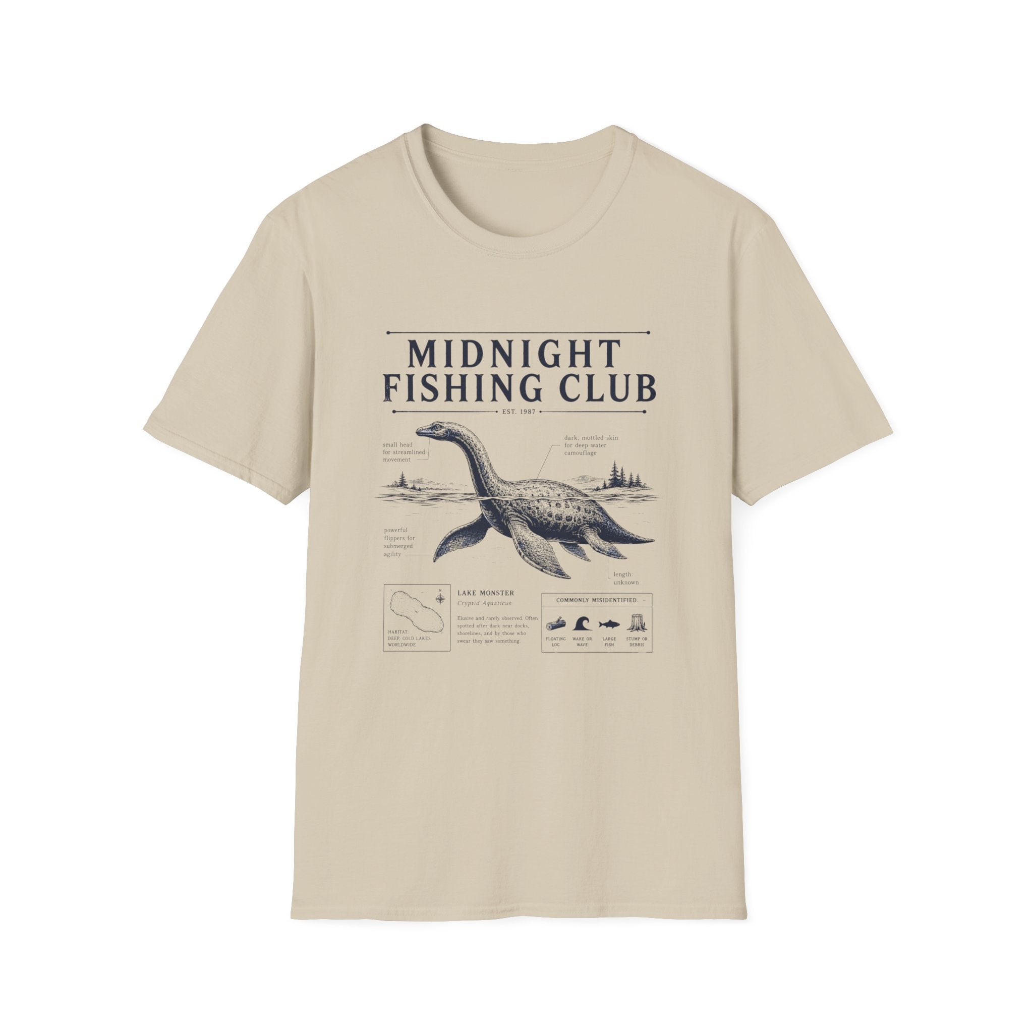 Midnight Fishing Club T-Shirt — Vintage Loch Ness Nautical Angler Tee