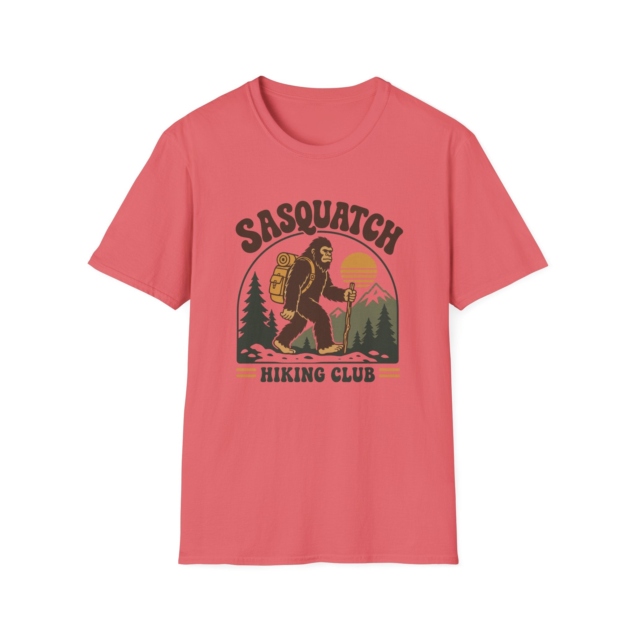 Sasquatch Hiking Club T-Shirt — Retro 70s Bigfoot Outdoor Adventure Tee