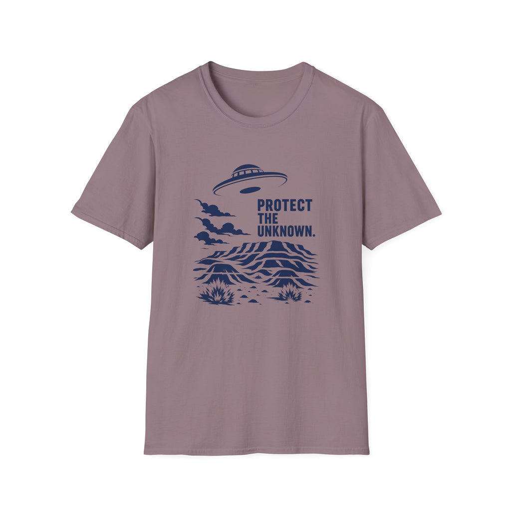 Protect The Unknown Minimalist UFO T-Shirt — Alien Desert Mystery Graphic Tee