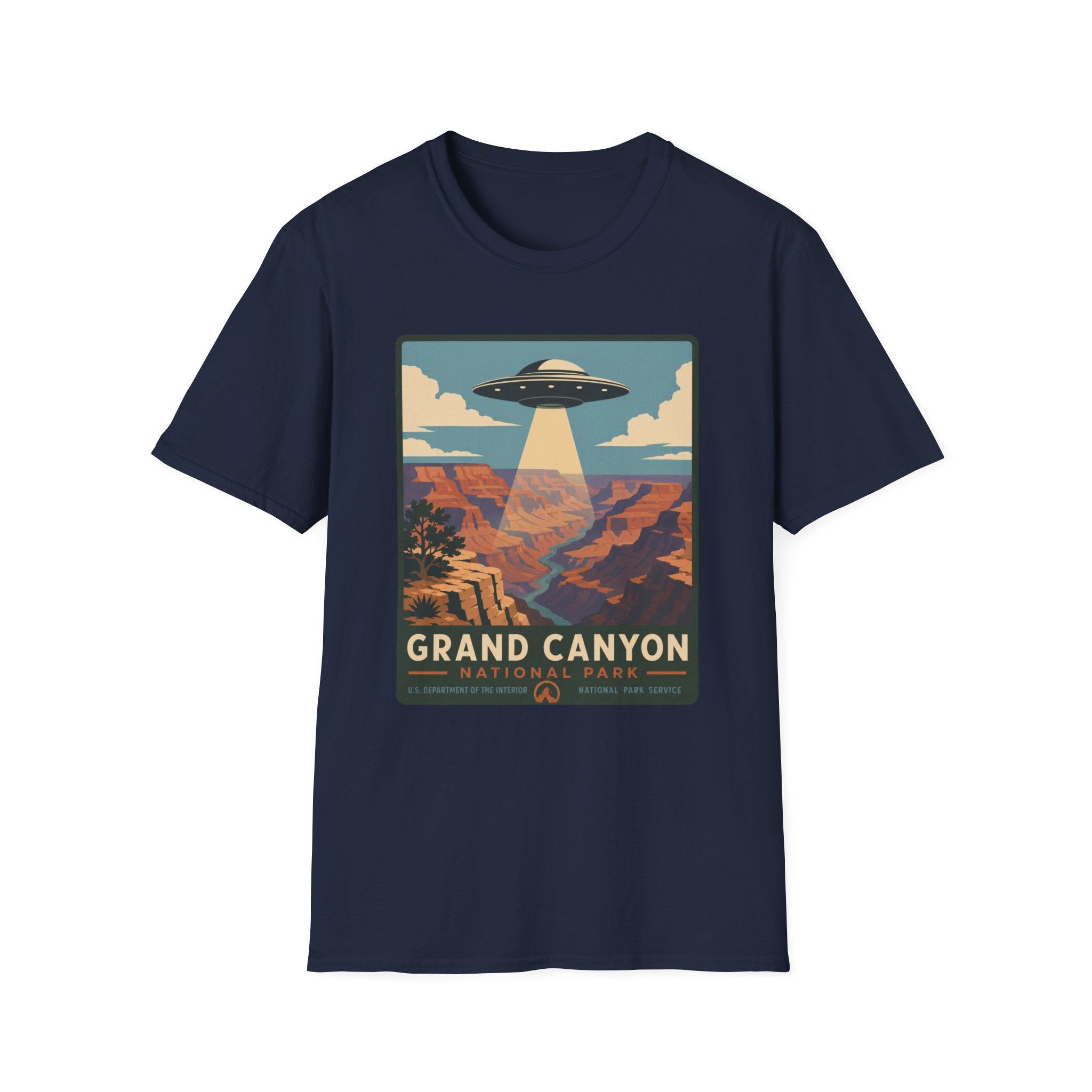 Grand Canyon UFO T-Shirt — Retro Alien Abduction National Parks Poster Tee