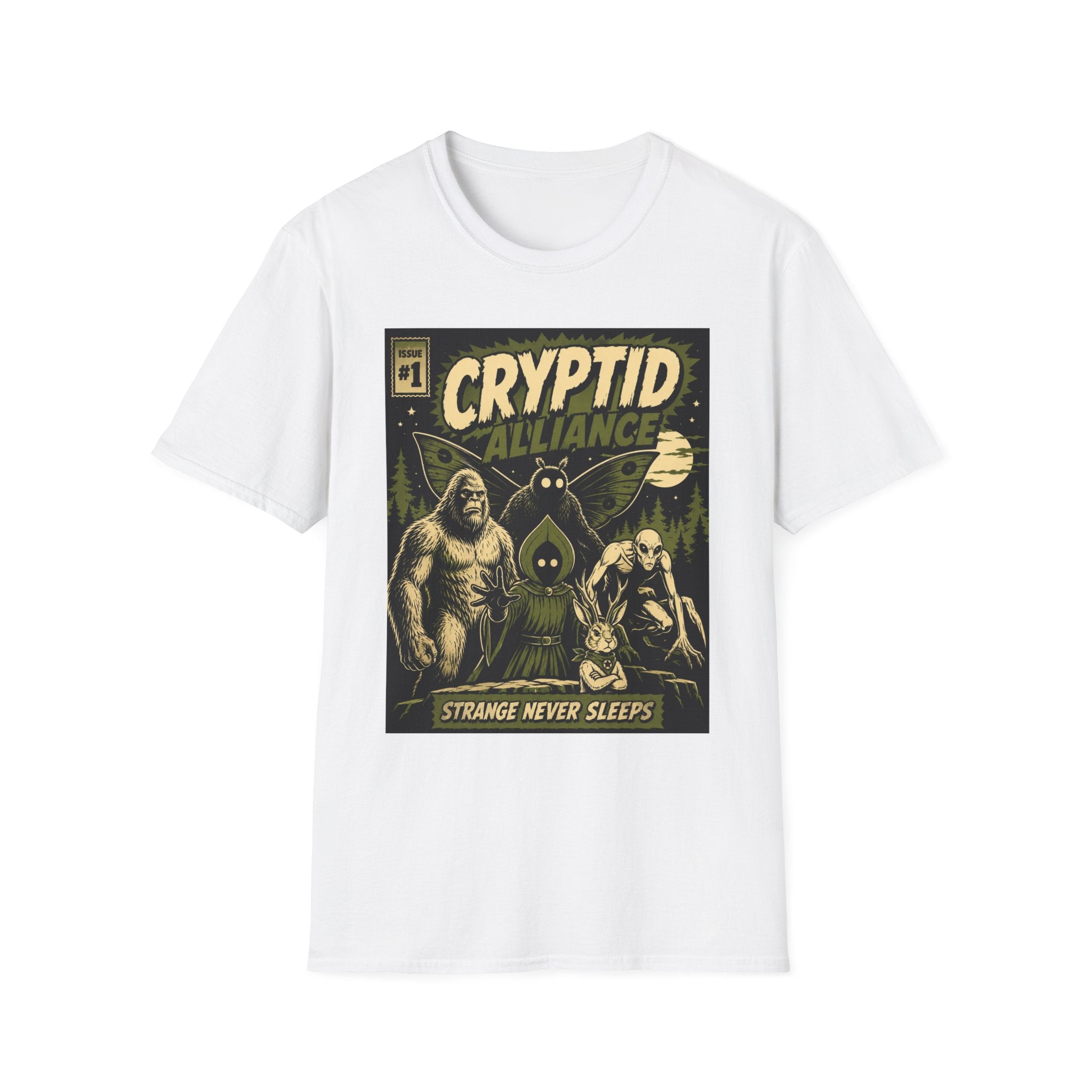 Cryptid Alliance T‑Shirt — Vintage Monster Comic Tee Bigfoot Mothman