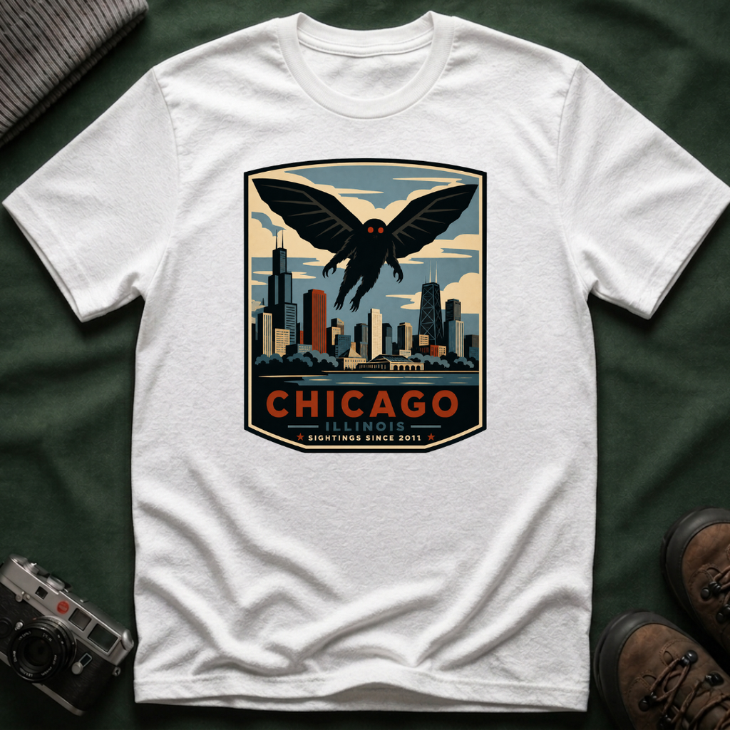 Chicago Mothman T‑Shirt — Vintage City Skyline Tee