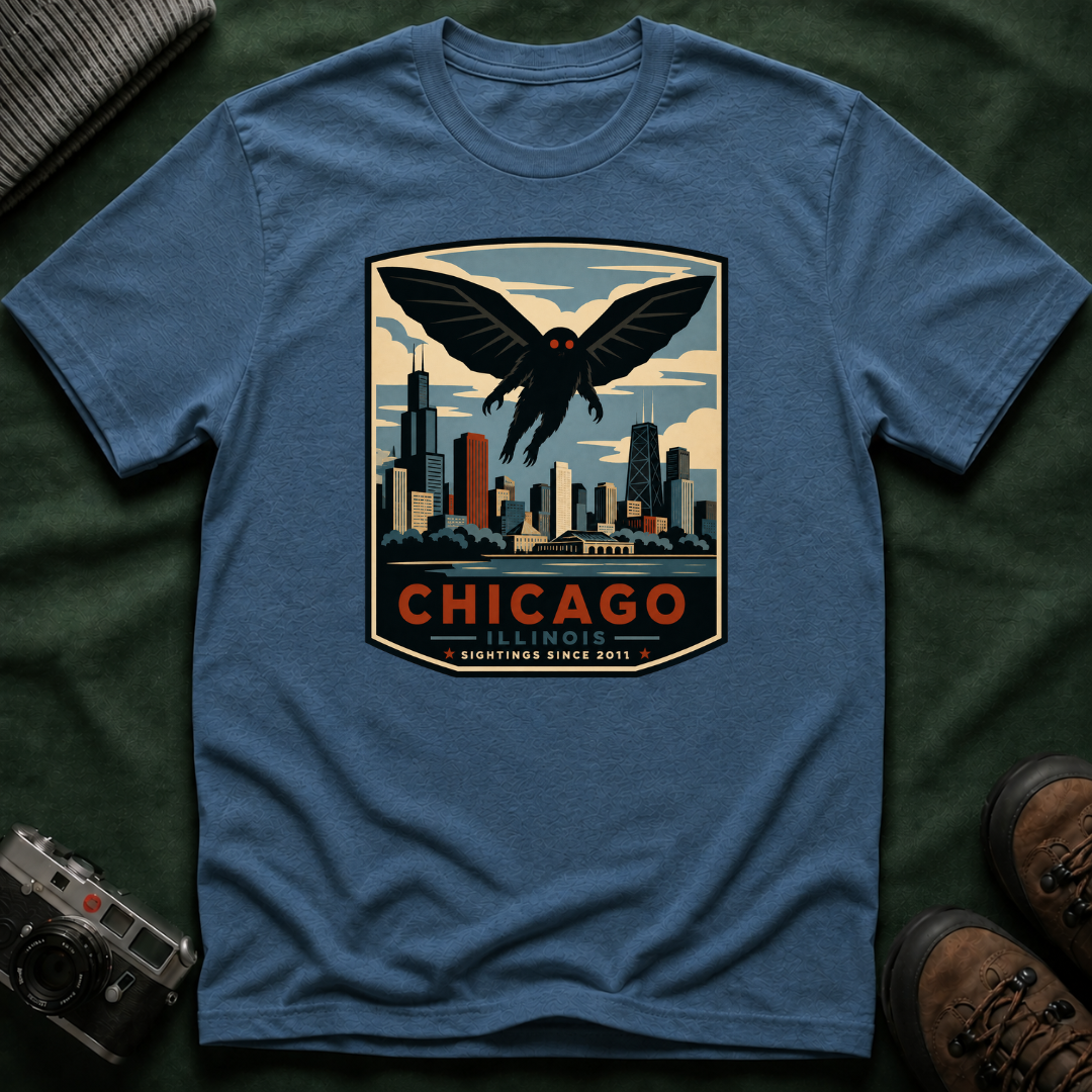 Chicago Mothman T‑Shirt — Vintage City Skyline Tee