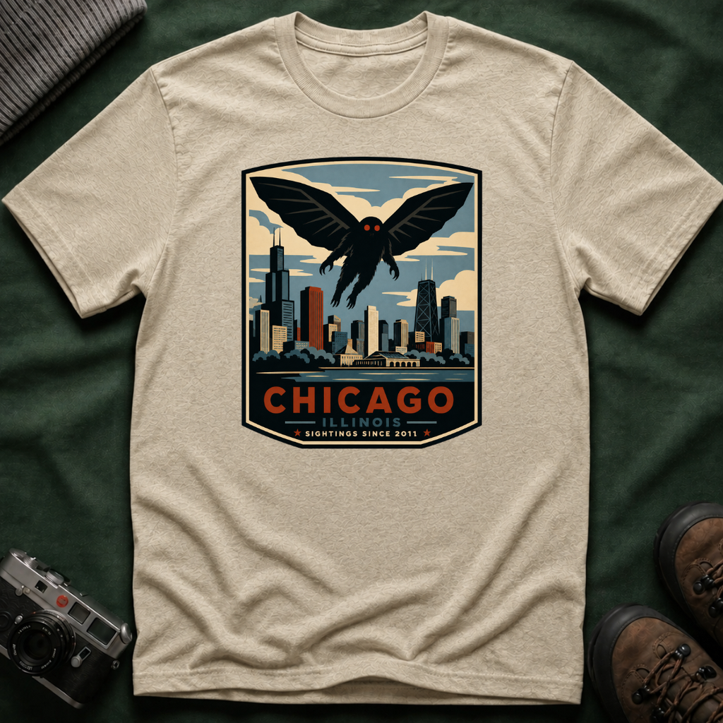Chicago Mothman T‑Shirt — Vintage City Skyline Tee
