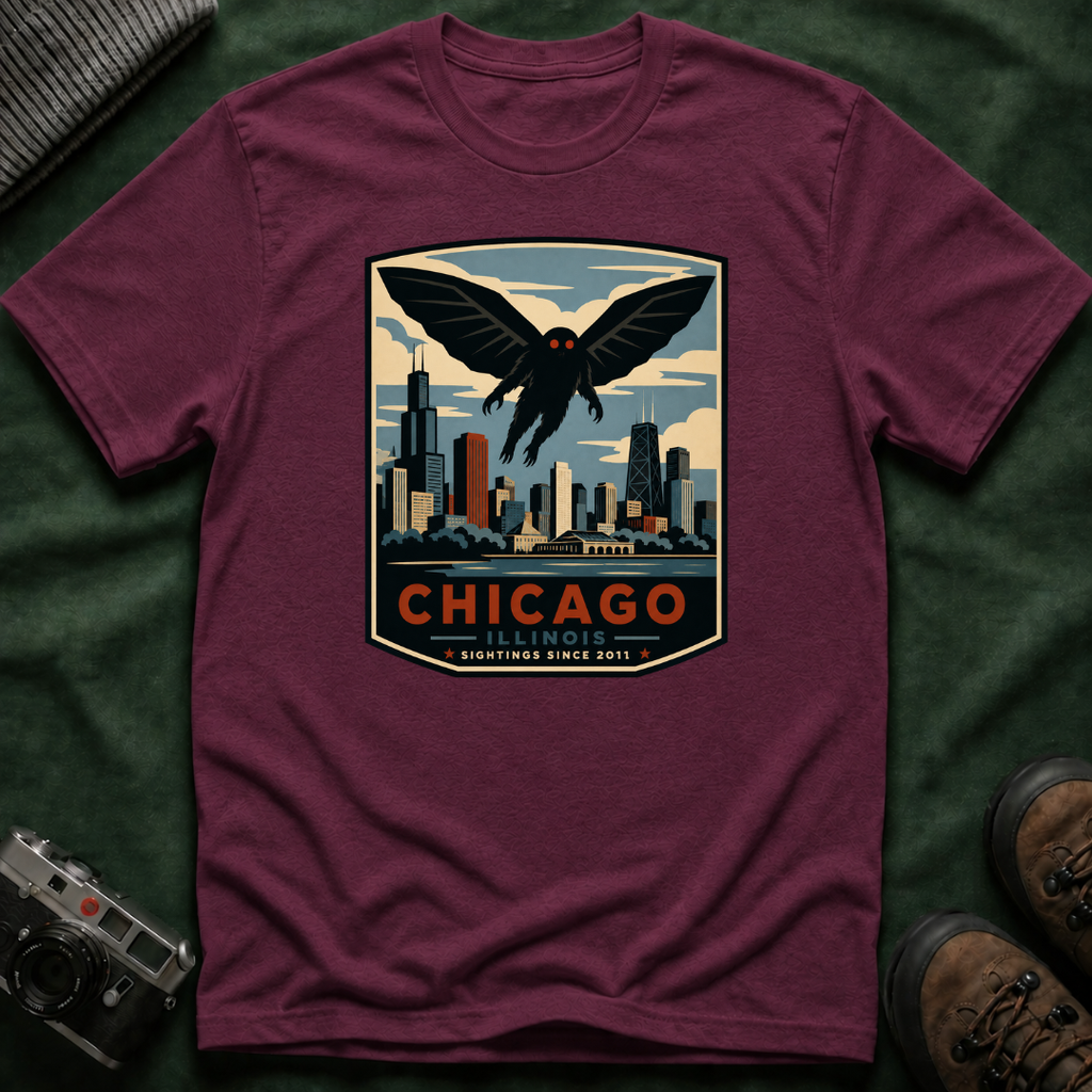 Chicago Mothman T‑Shirt — Vintage City Skyline Tee