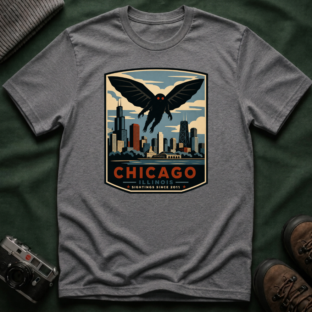 Chicago Mothman T‑Shirt — Vintage City Skyline Tee