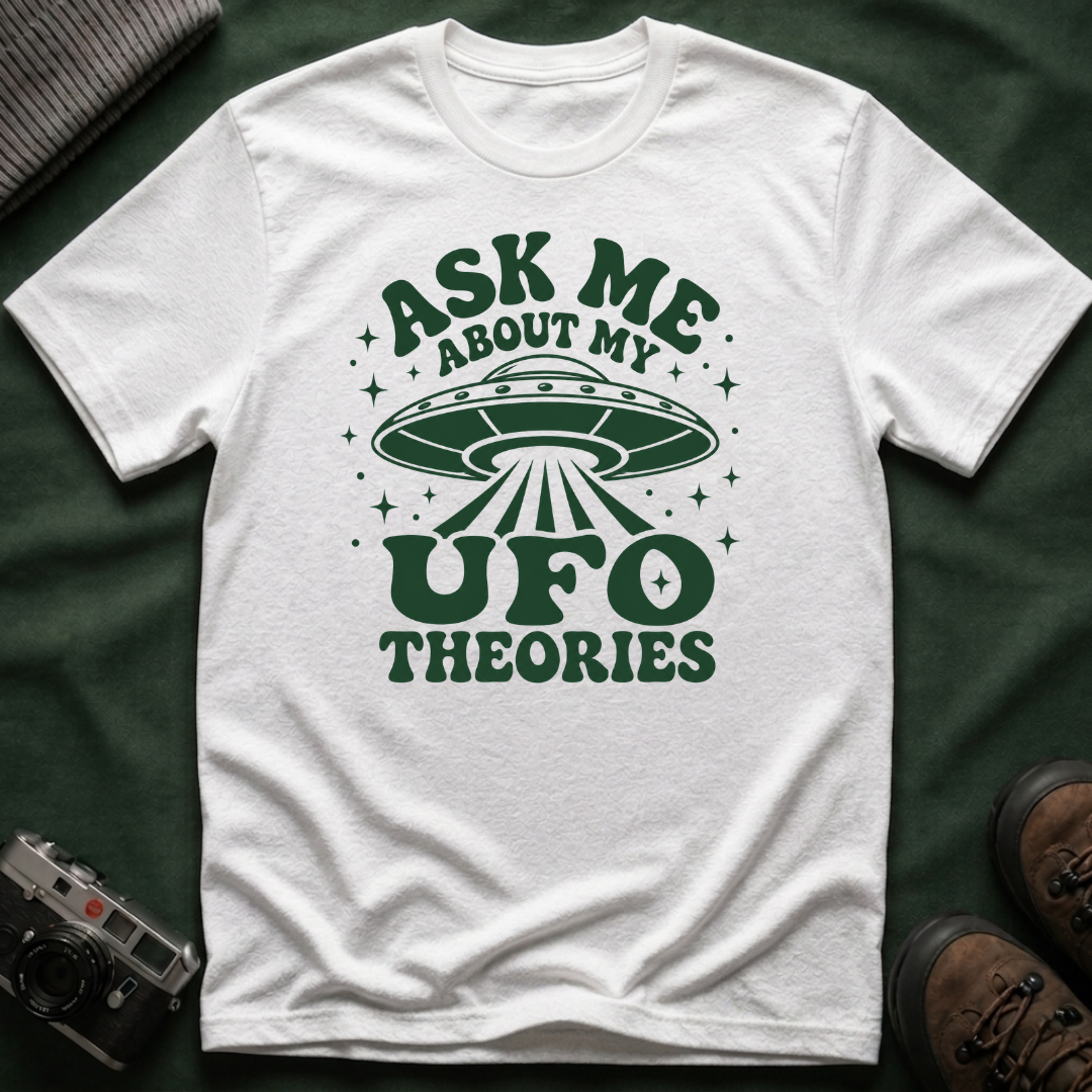 Ask Me About My UFO Theories T-Shirt - Retro 70s Style Tee